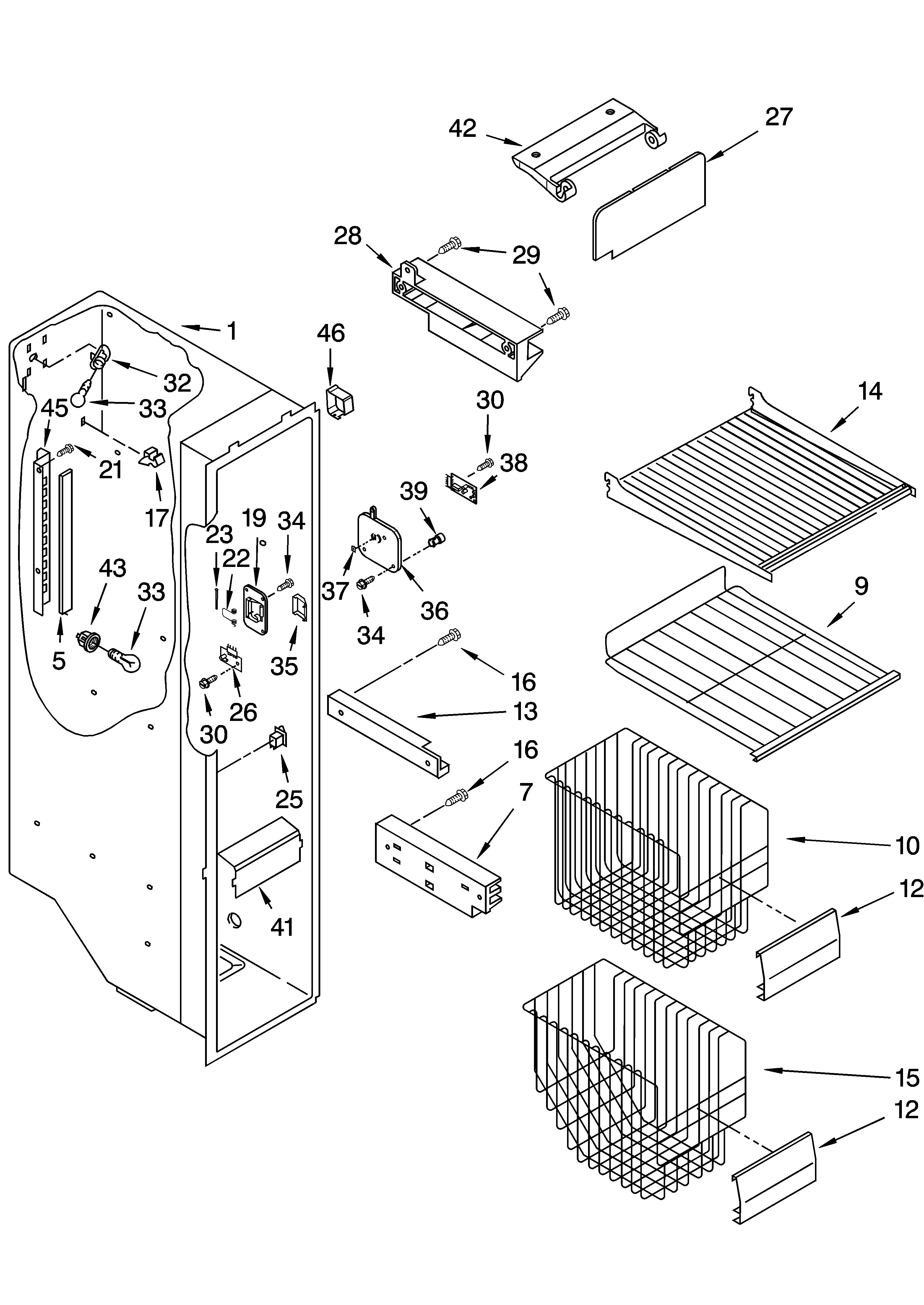 KitchenAid KSRK22ILWH13 freezer liner parts diagram