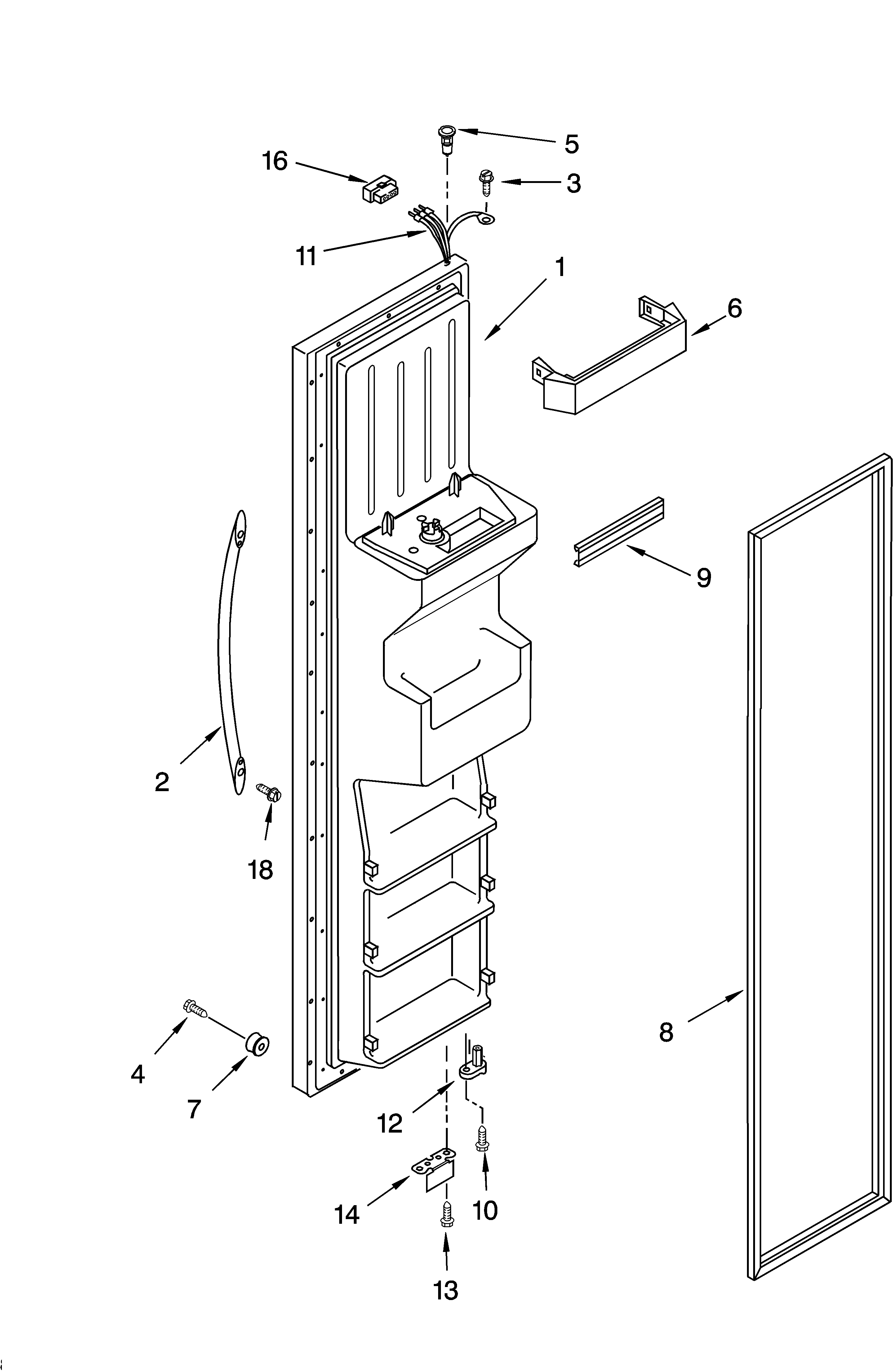 KitchenAid KSRK22ILWH13 freezer door parts diagram
