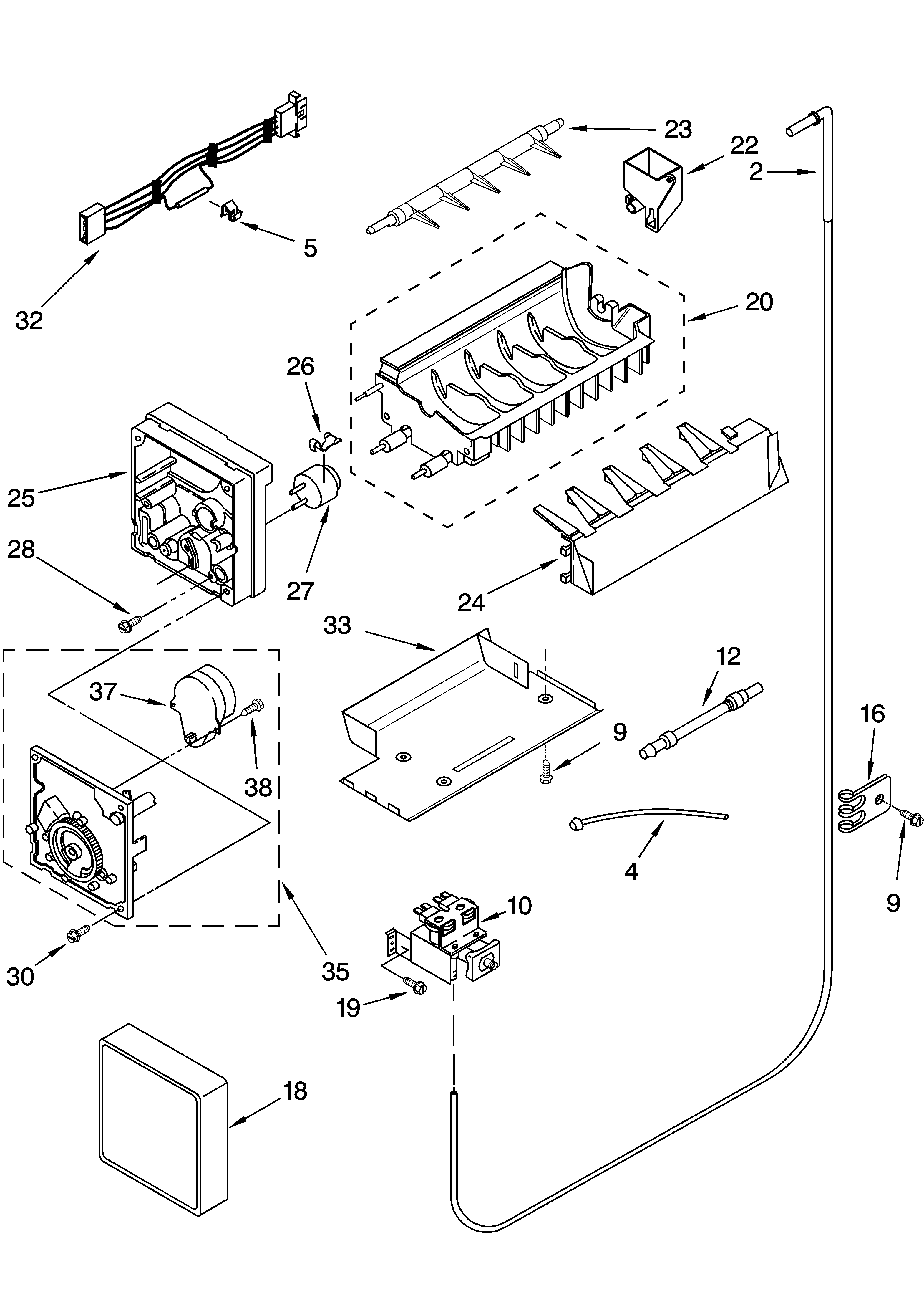 KitchenAid KSRK22ILWH13 icemaker parts diagram