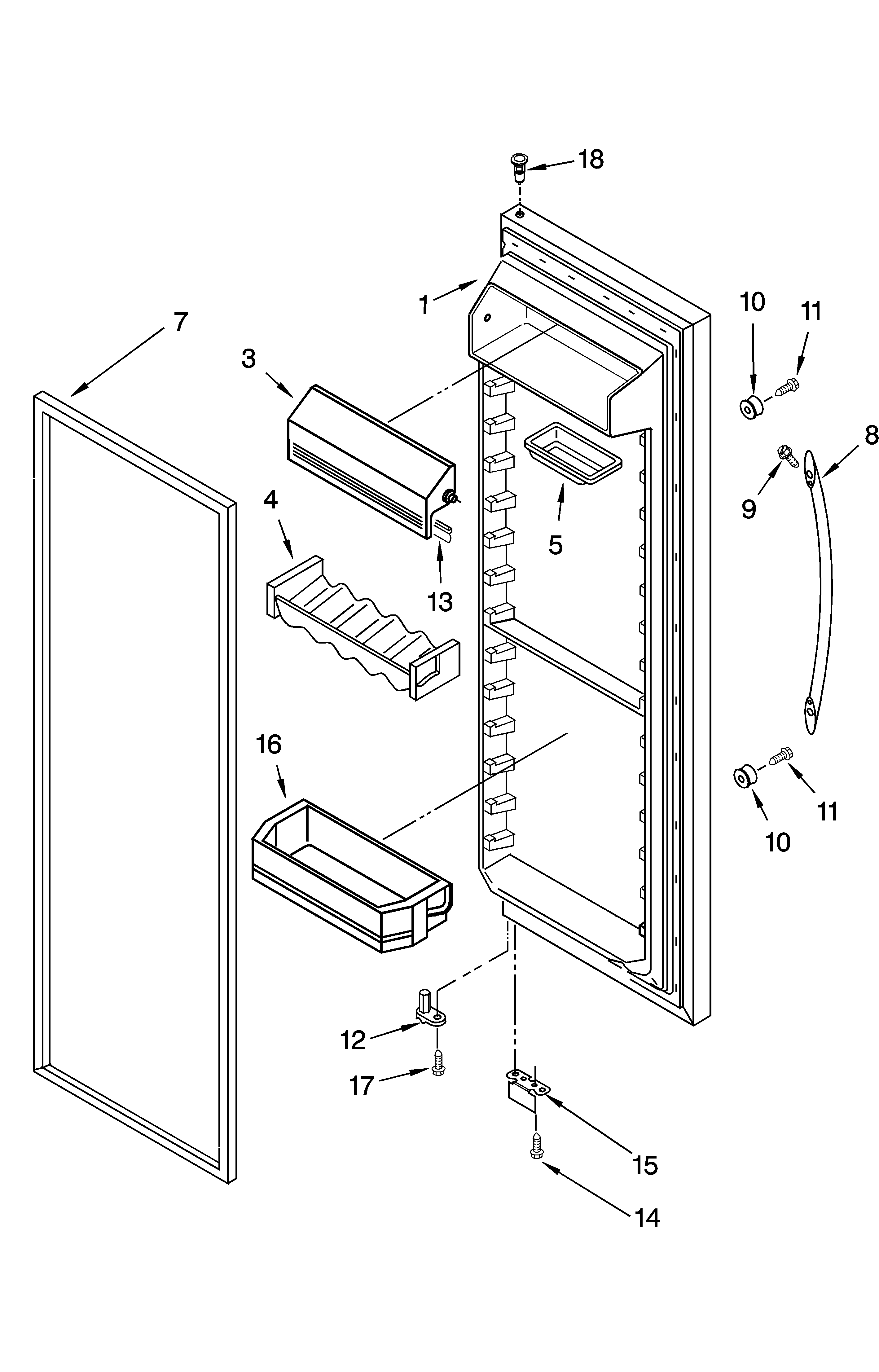 KitchenAid KSRK25ILBL13 refrigerator door parts diagram