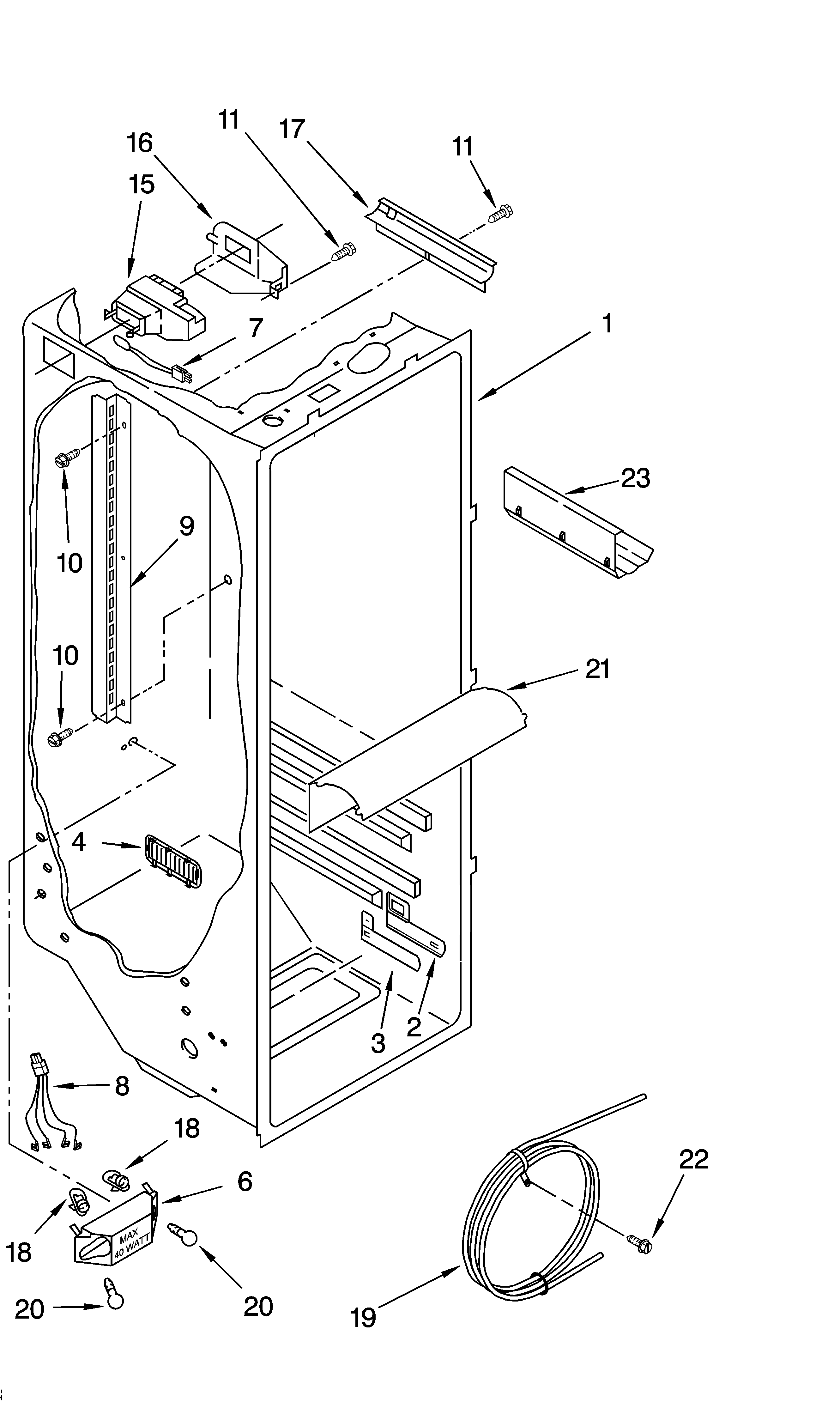 KitchenAid KSRS25ILBT13 refrigerator liner parts diagram