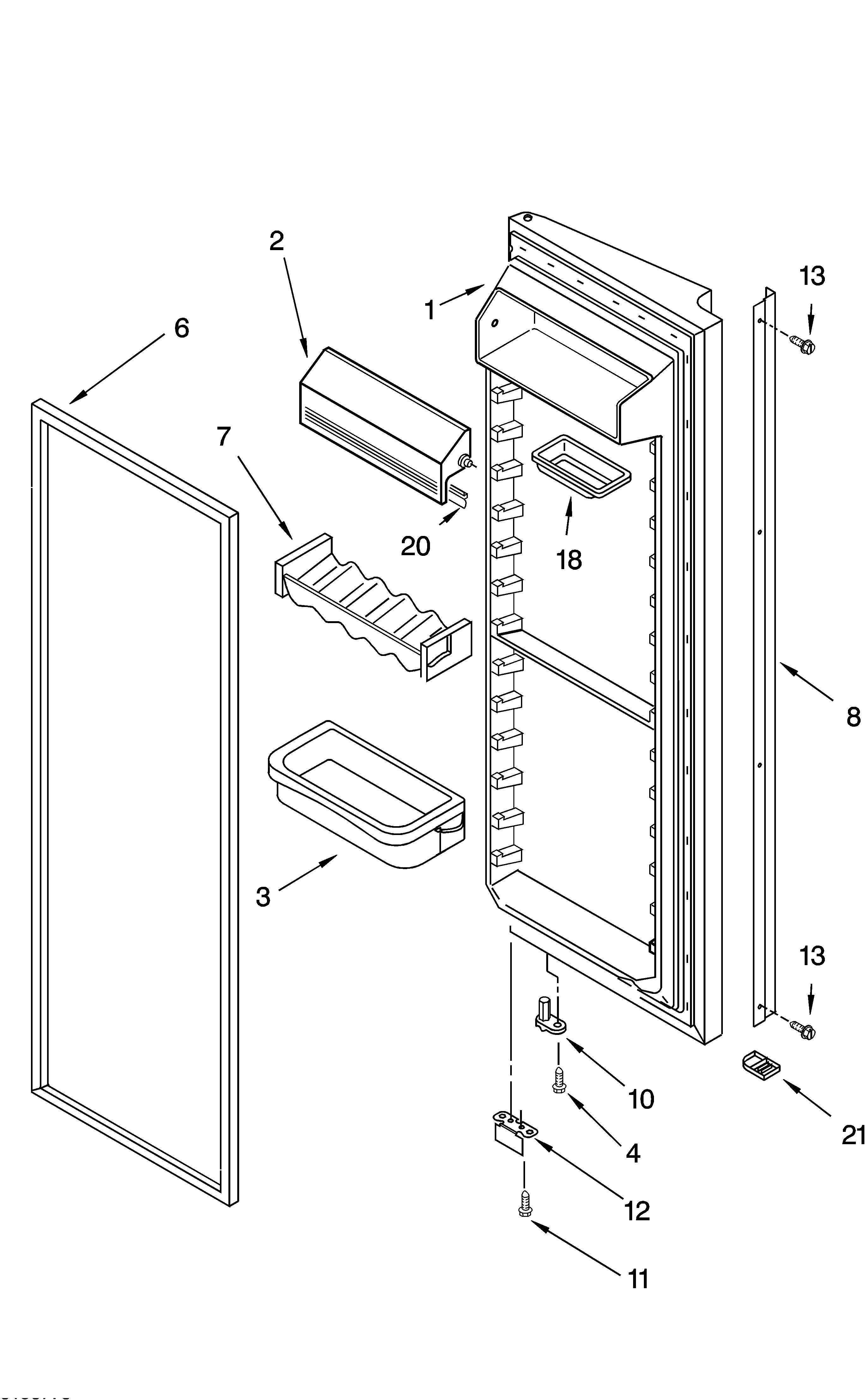 KitchenAid KSRS25ILBT13 refrigerator door parts diagram