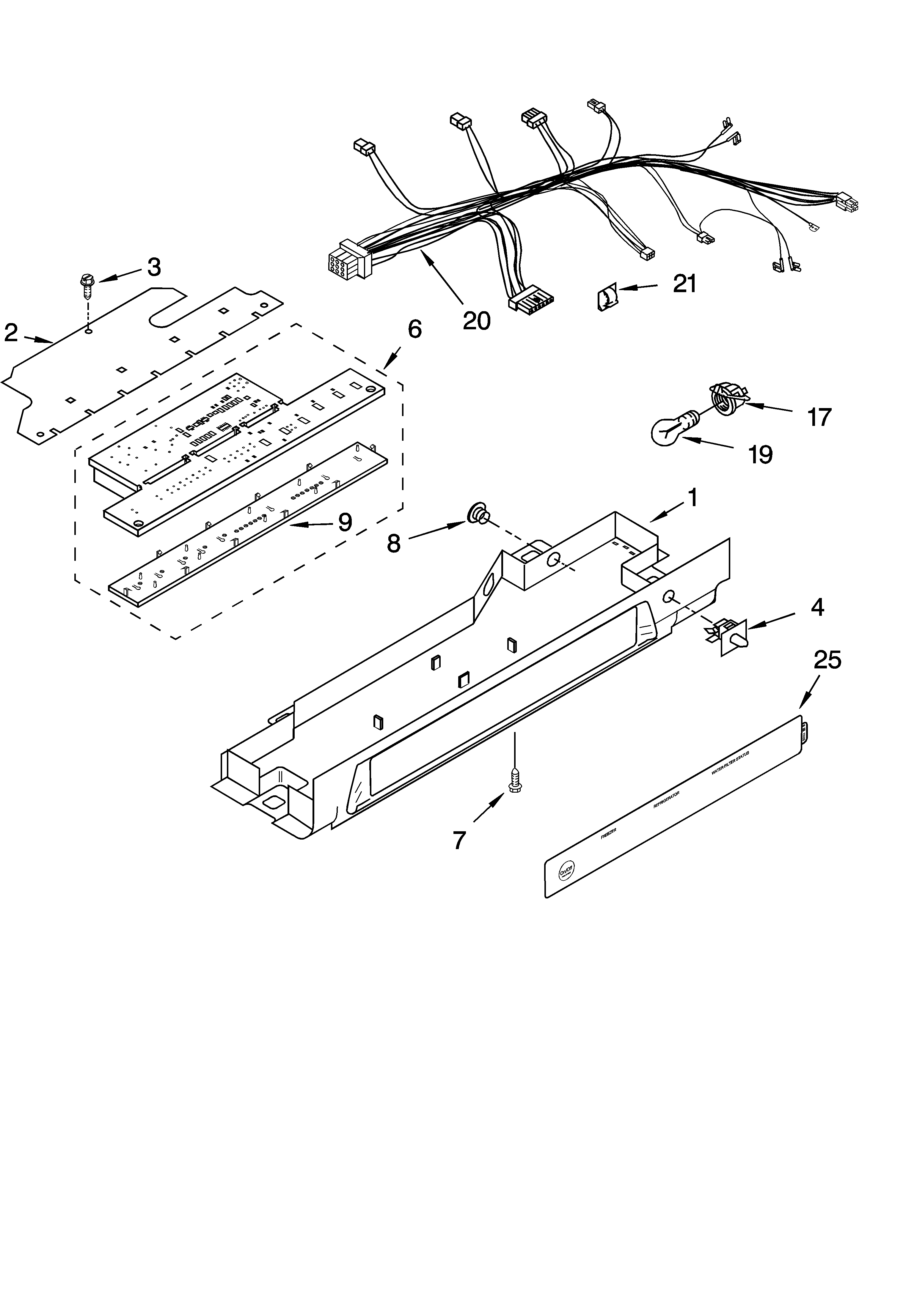KitchenAid KSRS25ILBT13 control parts diagram
