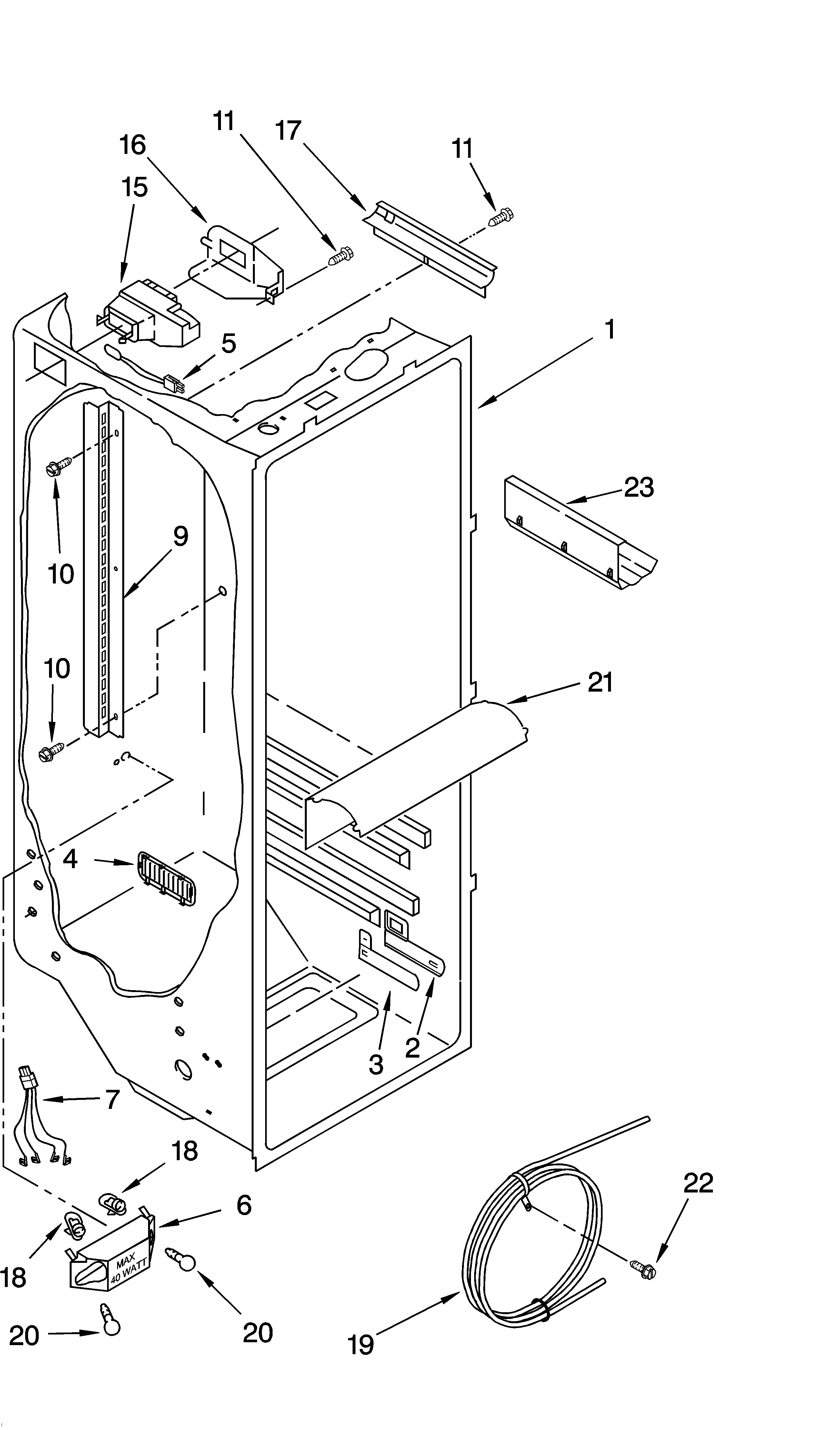 KitchenAid KSRS27ILWH13 refrigerator liner parts diagram