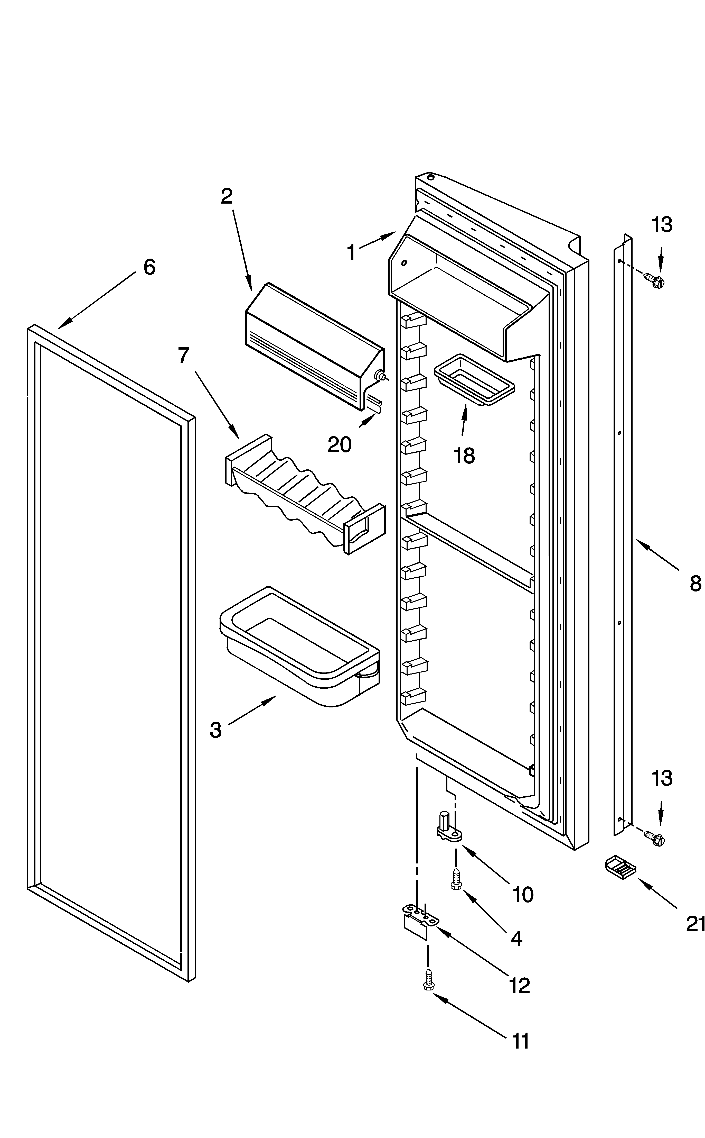KitchenAid KSRS27ILWH13 refrigerator door parts diagram