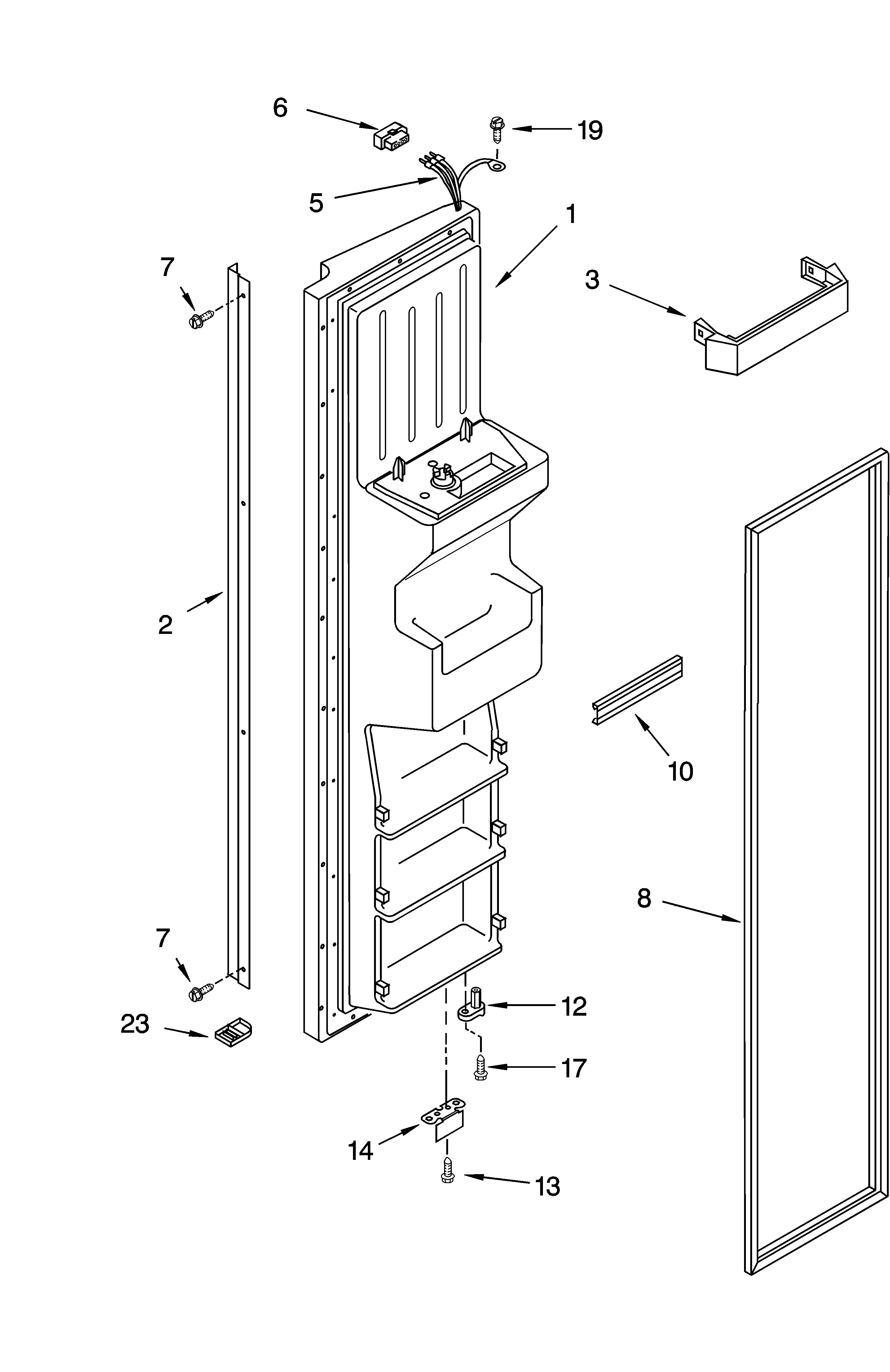 KitchenAid KSRS27ILWH13 freezer door parts diagram