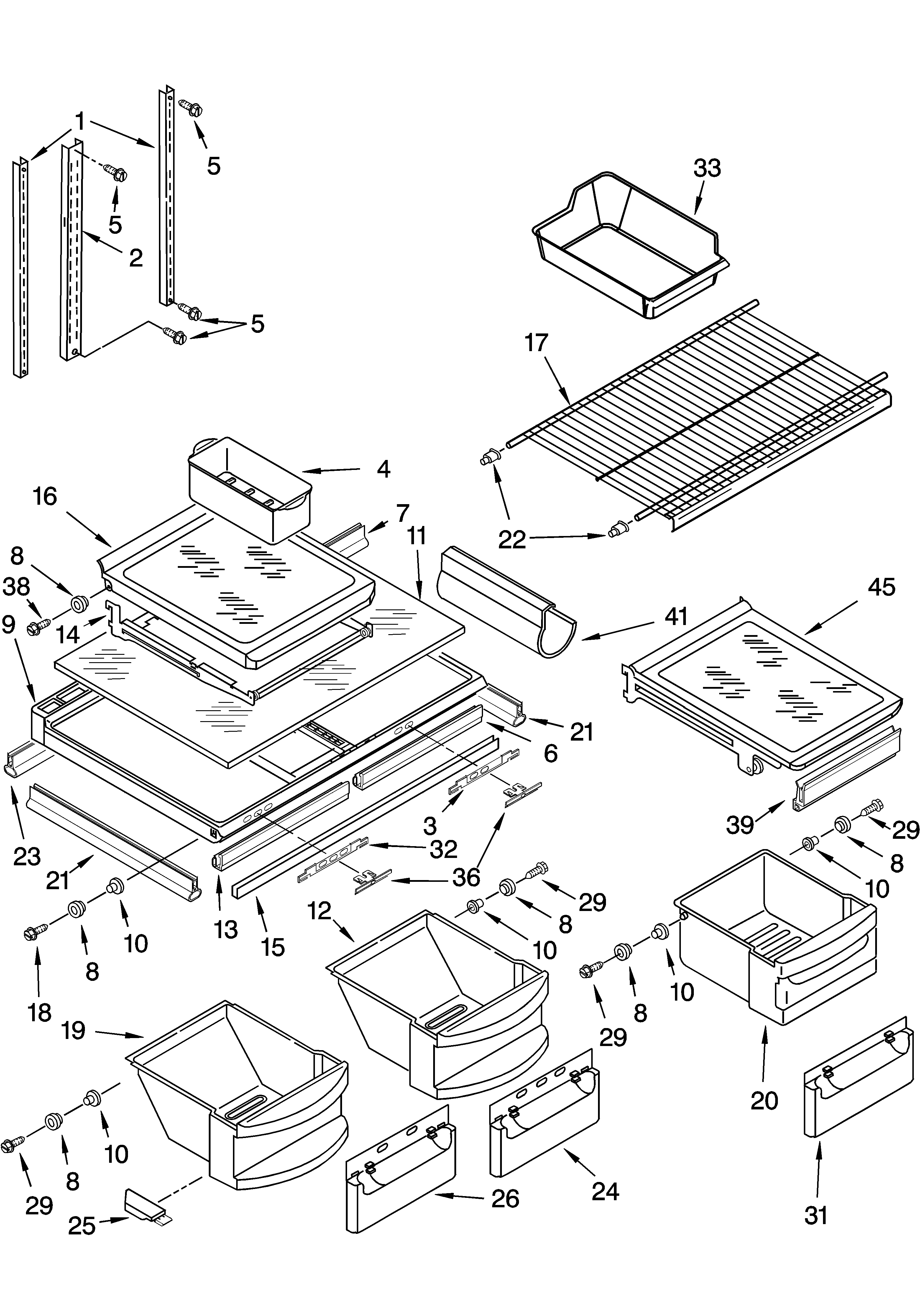 KitchenAid KTRC19MMBL00 shelf parts diagram