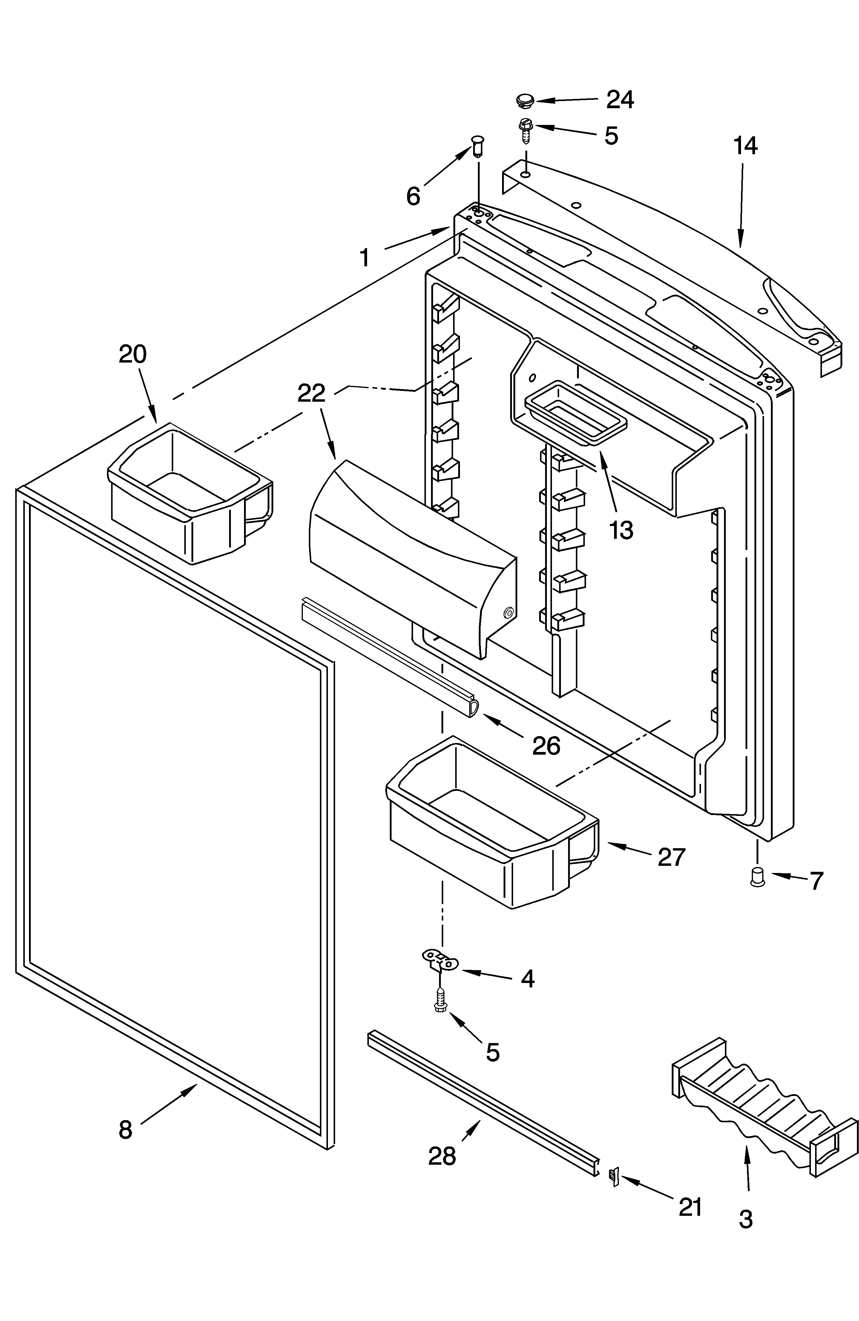 KitchenAid KTRC19MMBL00 refrigerator door parts diagram