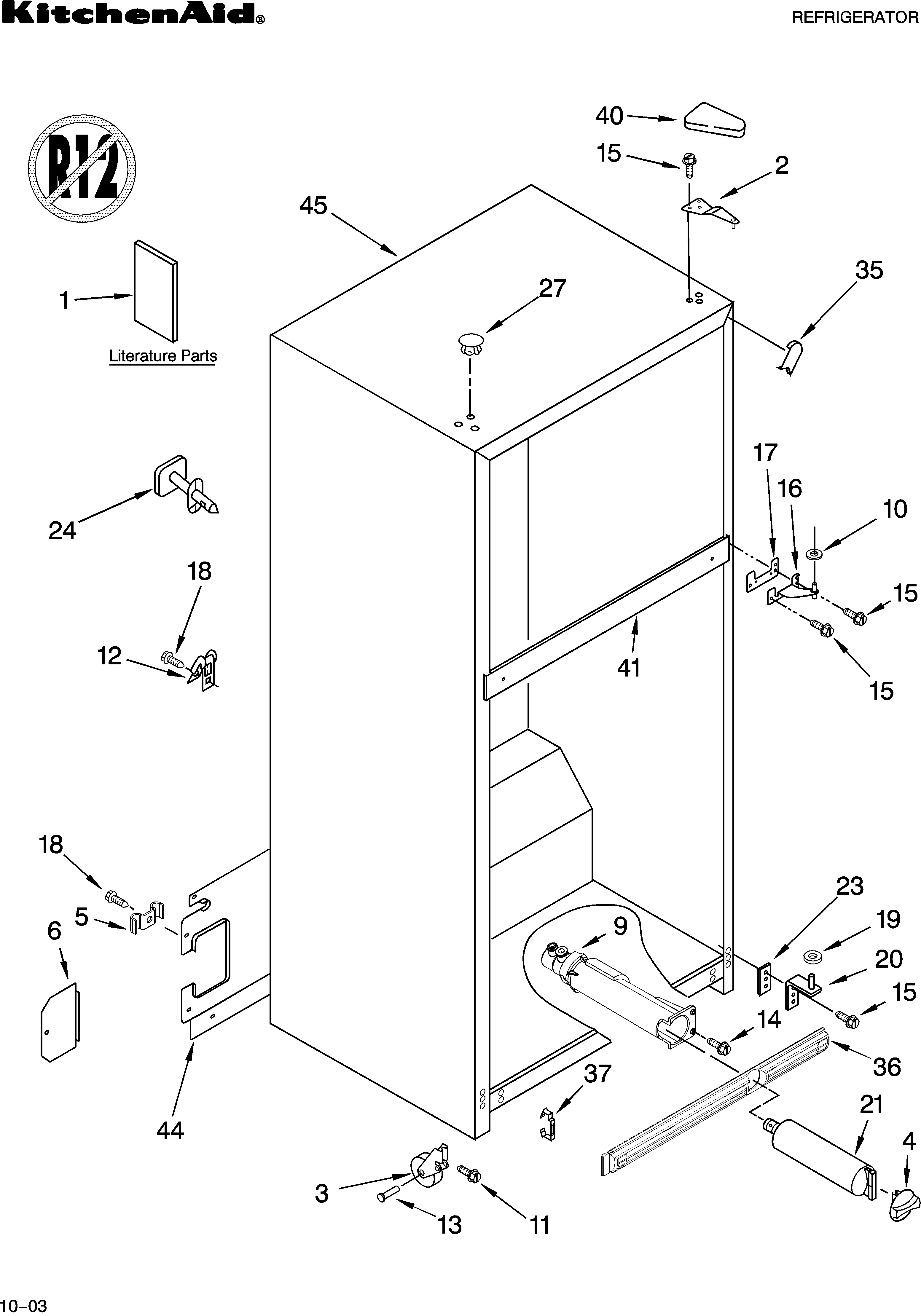 KitchenAid KTRC22EMBT00 cabinet parts diagram