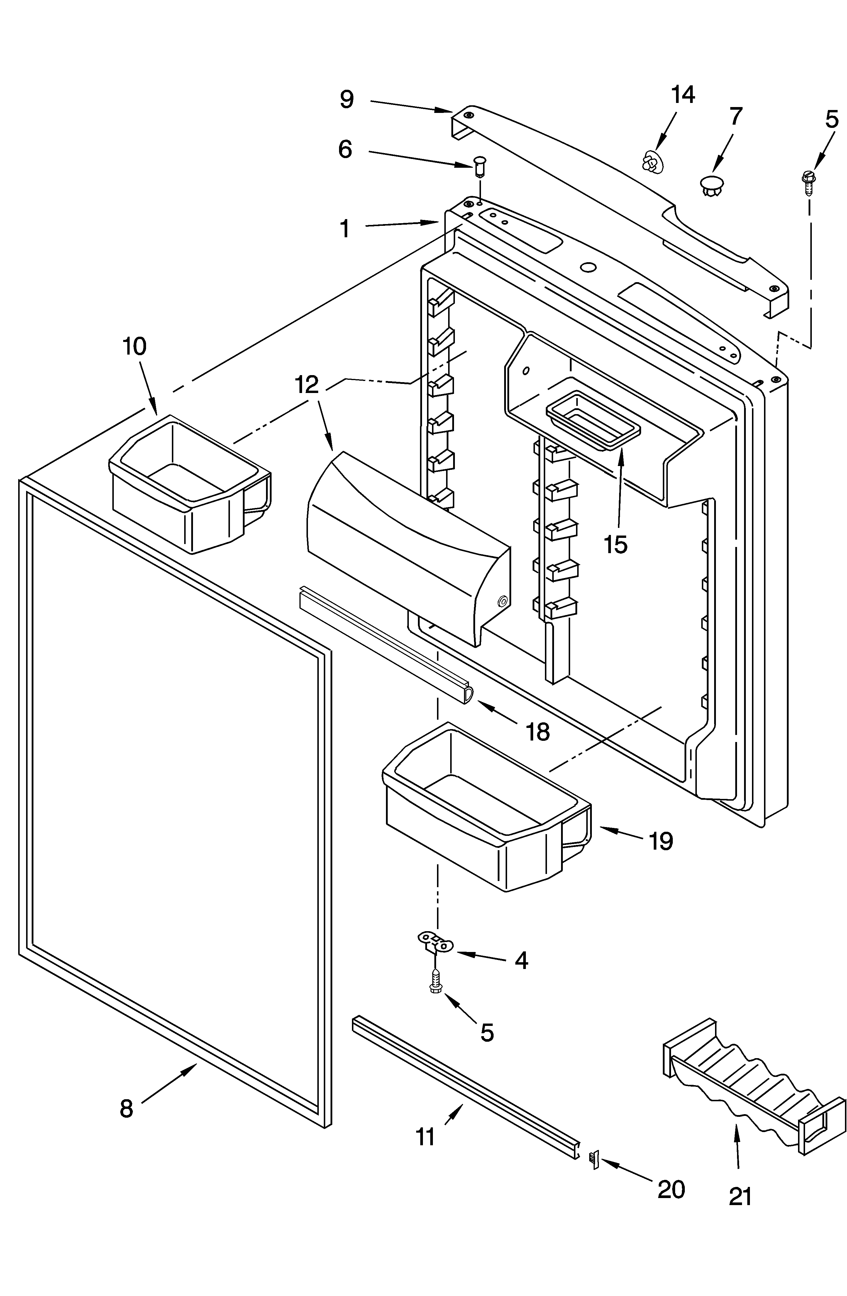 KitchenAid KTRC22EMBT00 refrigerator door parts diagram