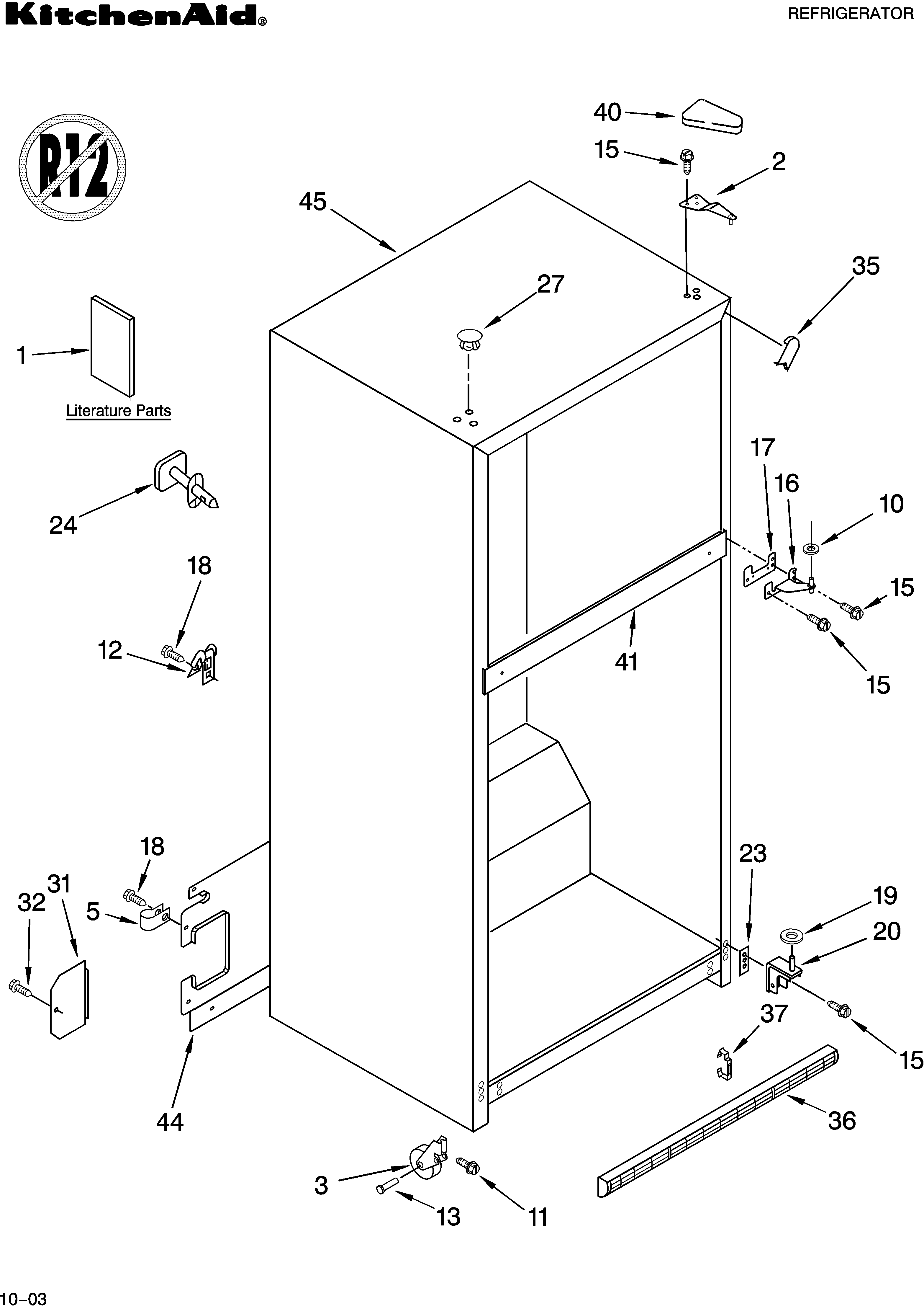 KitchenAid KTRC22KMBT00 cabinet parts diagram