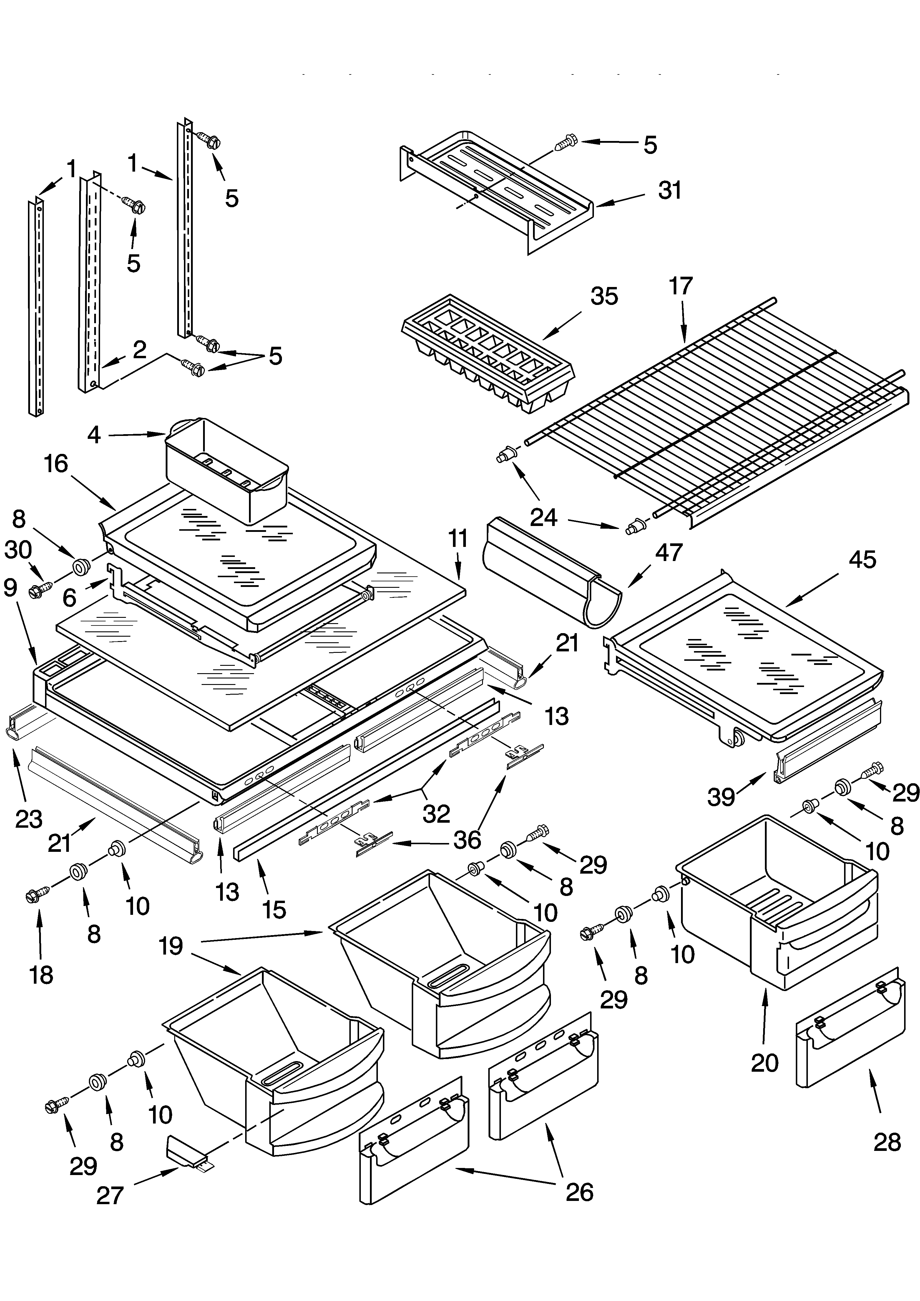 KitchenAid KTRC22KMBT00 shelf parts diagram