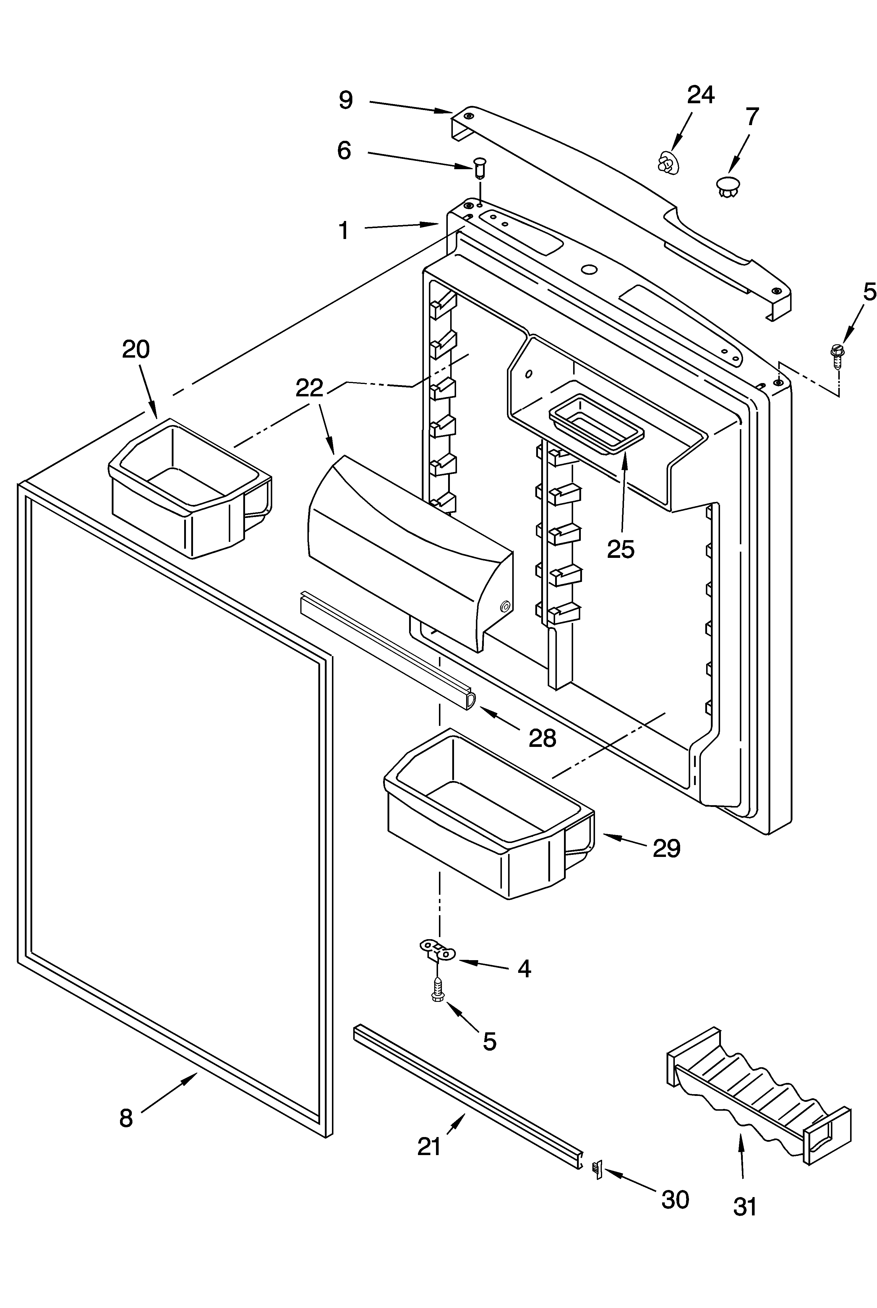 KitchenAid KTRC22KMBT00 refrigerator door parts diagram