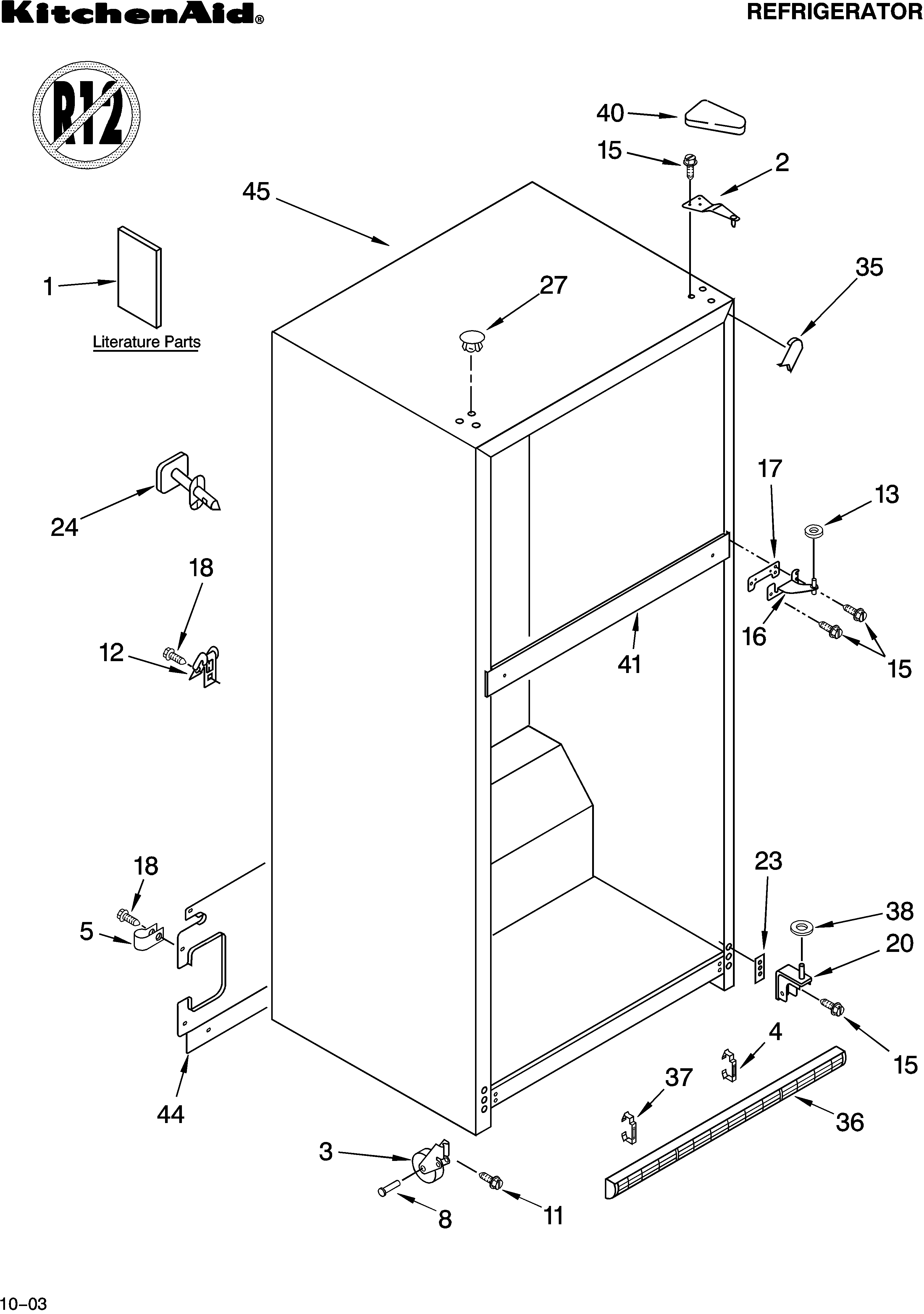 KitchenAid KTRS19KMWH00 cabinet parts diagram