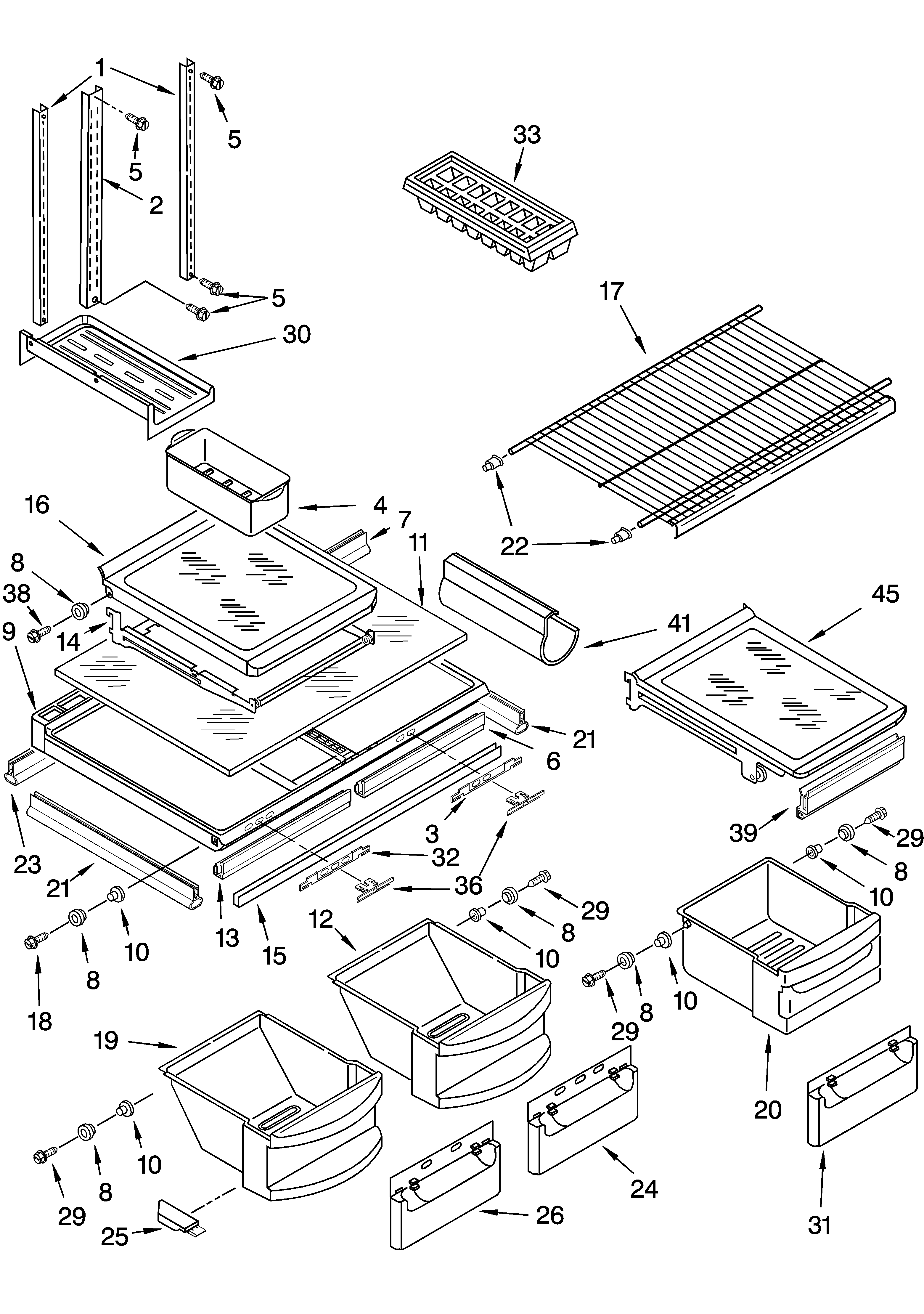 KitchenAid KTRS19KMWH00 shelf parts diagram