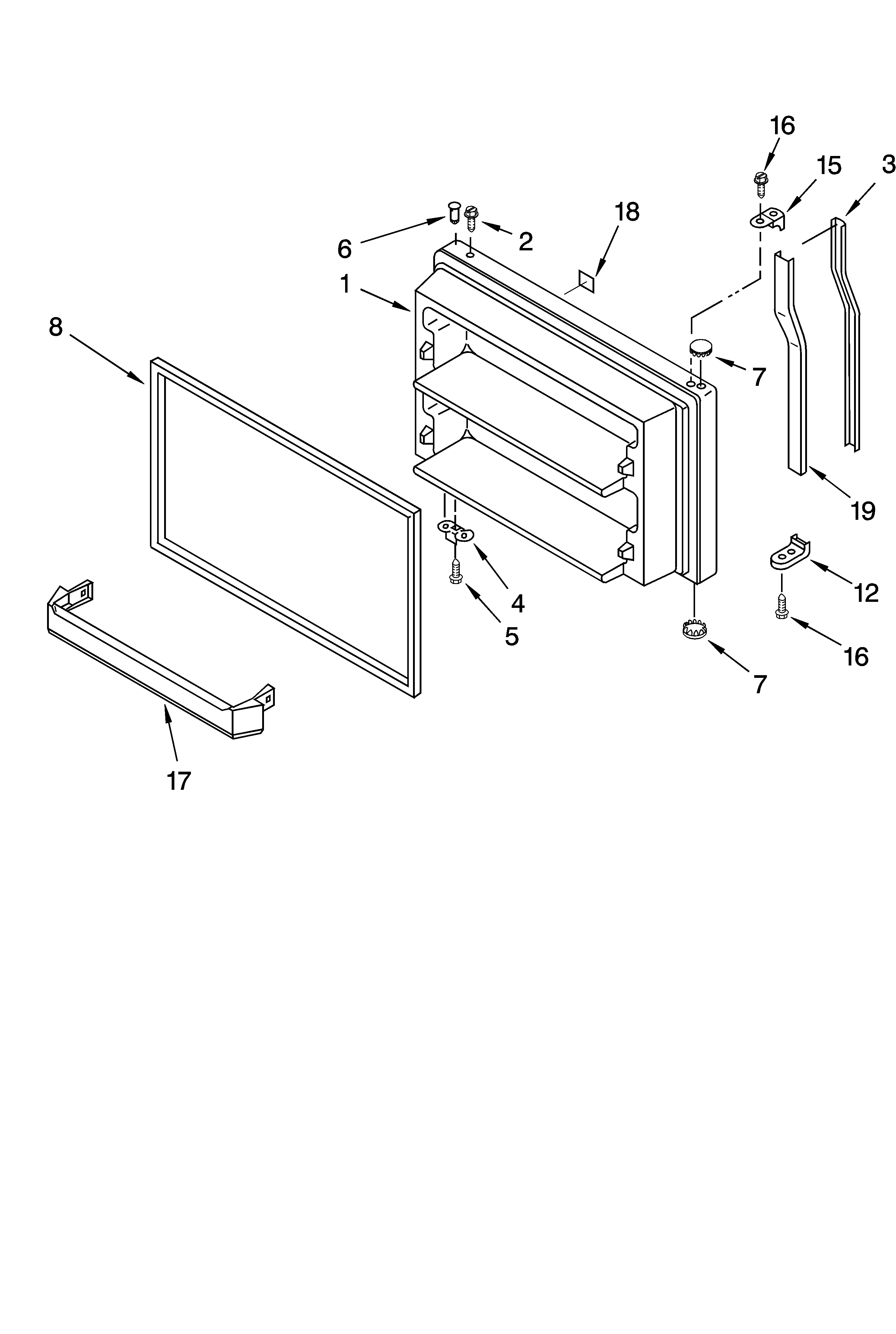 KitchenAid KTRS19KMWH00 freezer door parts, optional parts diagram