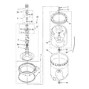 Whirlpool LSQ9010LQ2 agitator, basket and tub parts diagram