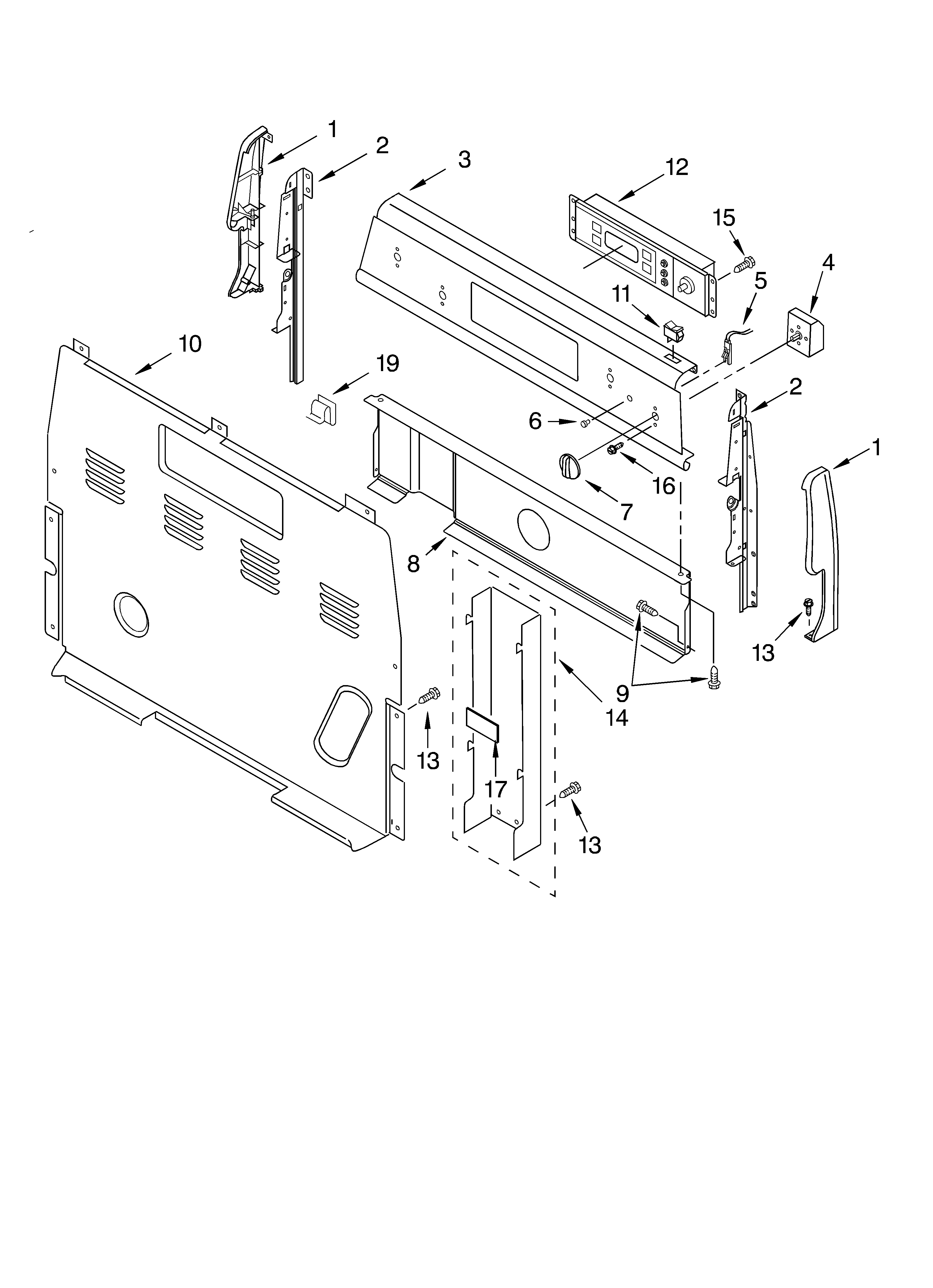 Whirlpool RF196LXMB0 control panel parts diagram
