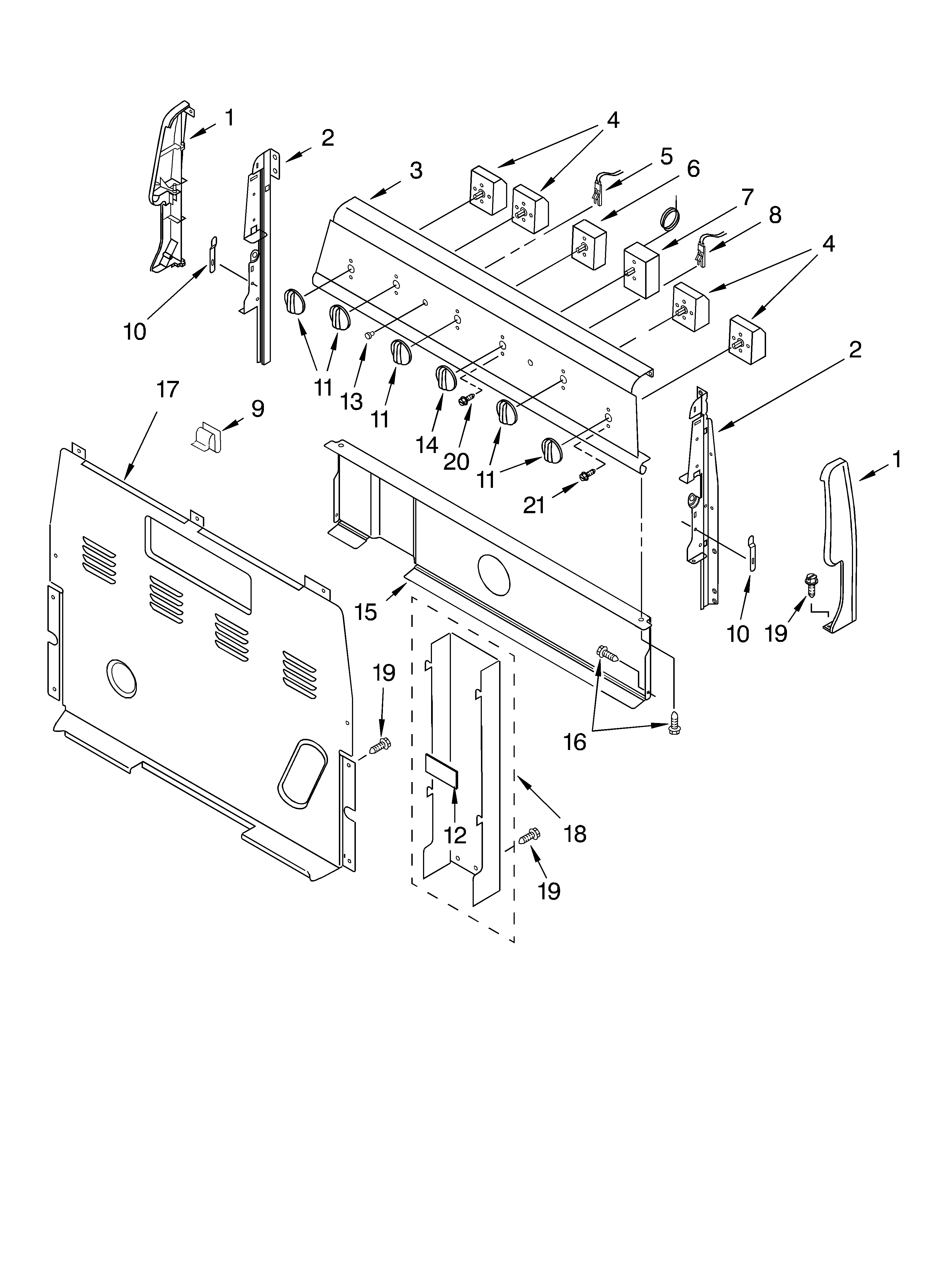 Whirlpool RF302BXKW2 control panel parts diagram