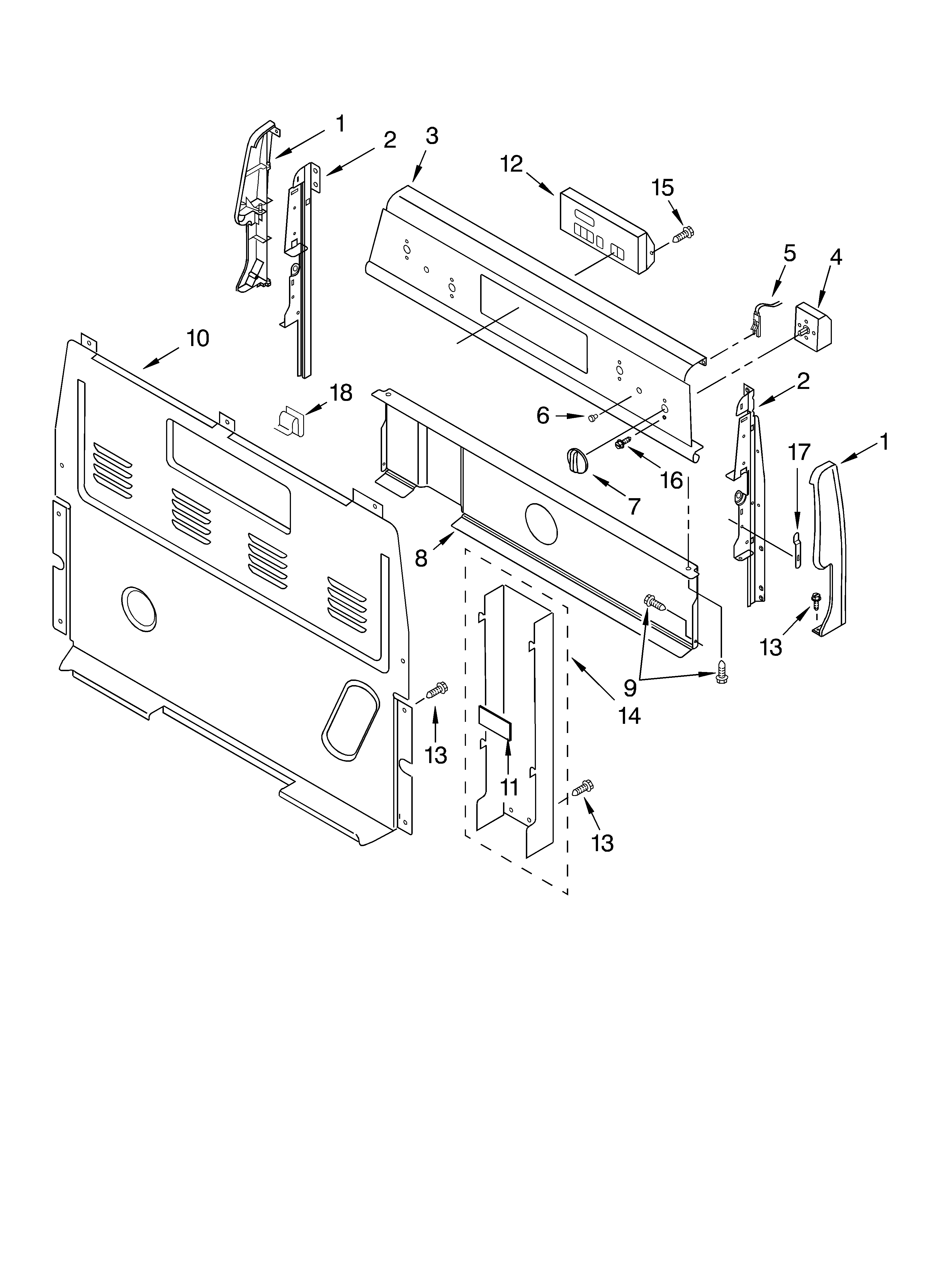 Whirlpool RF362BXMW0 control panel parts diagram