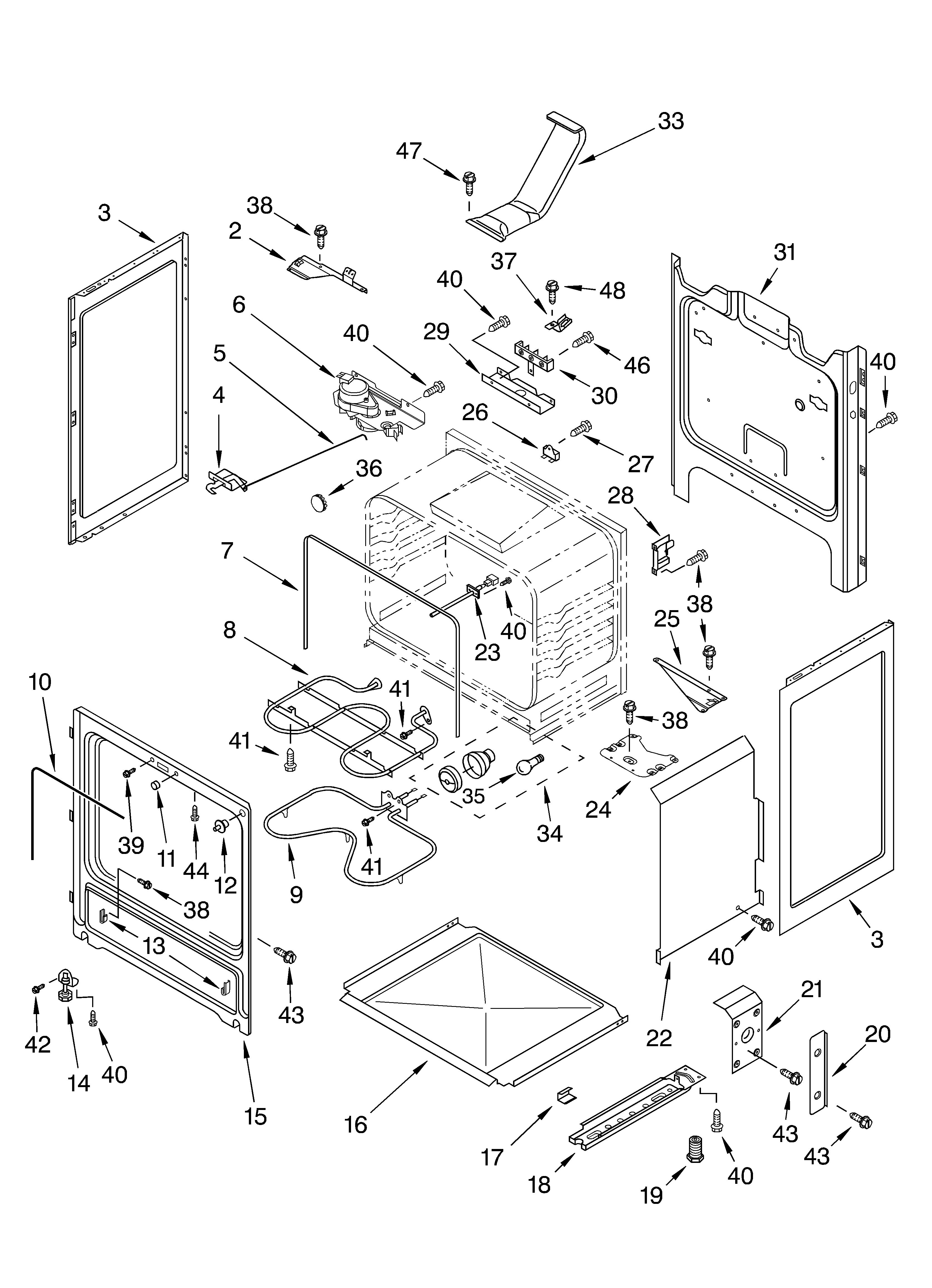 Whirlpool RF364PXMW0 chassis parts diagram