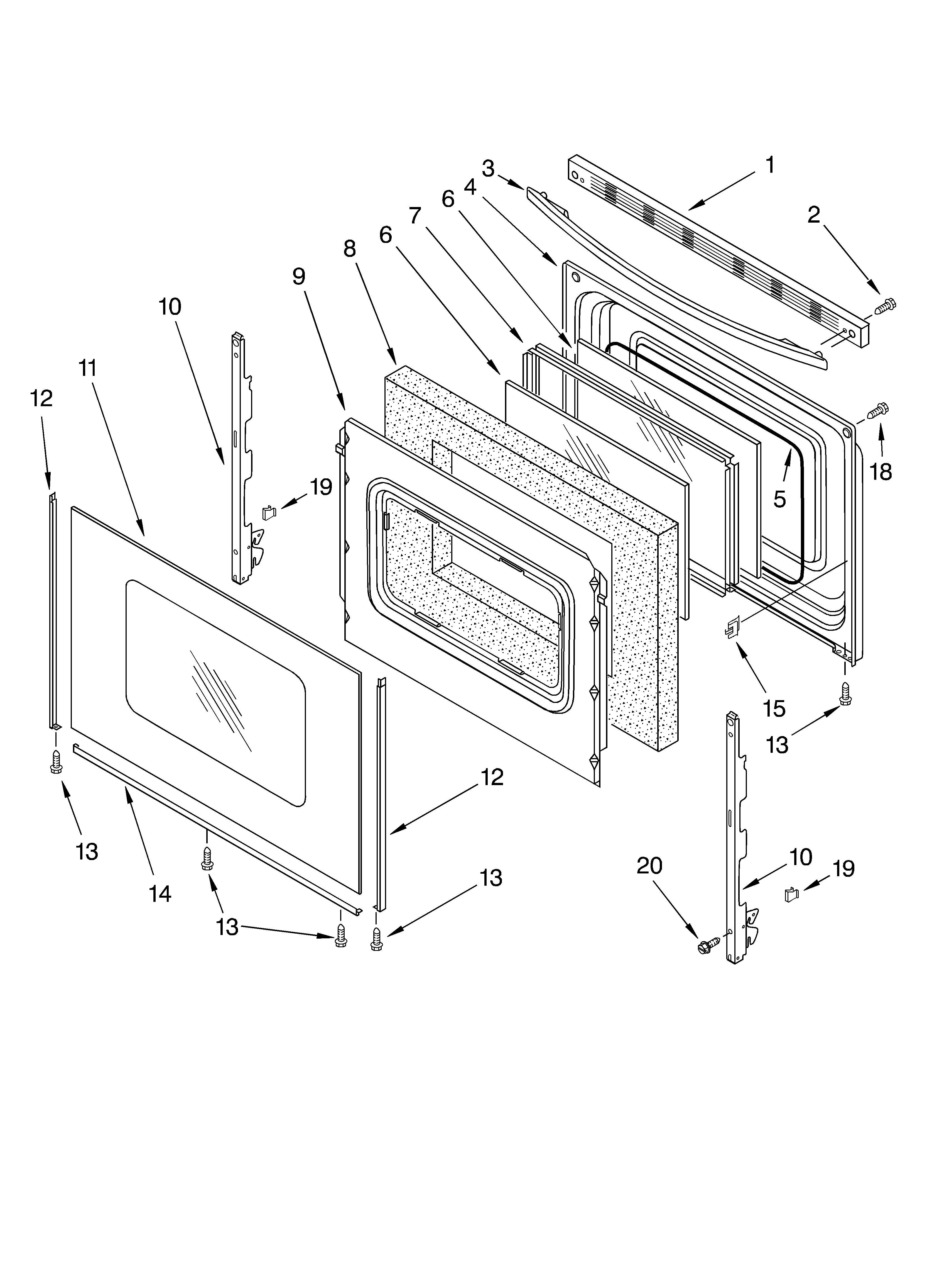 Whirlpool RF364PXMW0 door parts diagram