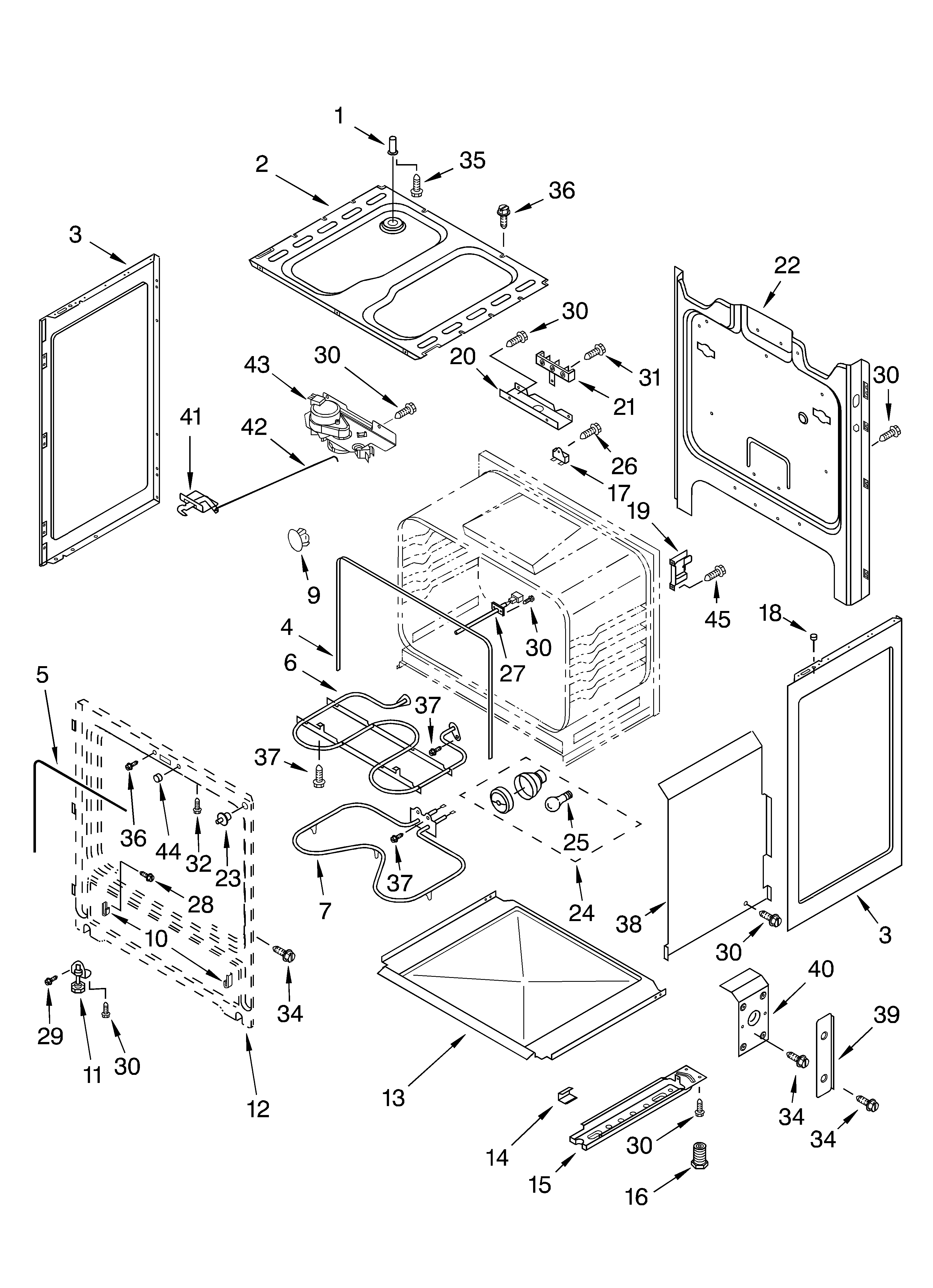 Whirlpool RF365PXMT0 chassis parts diagram