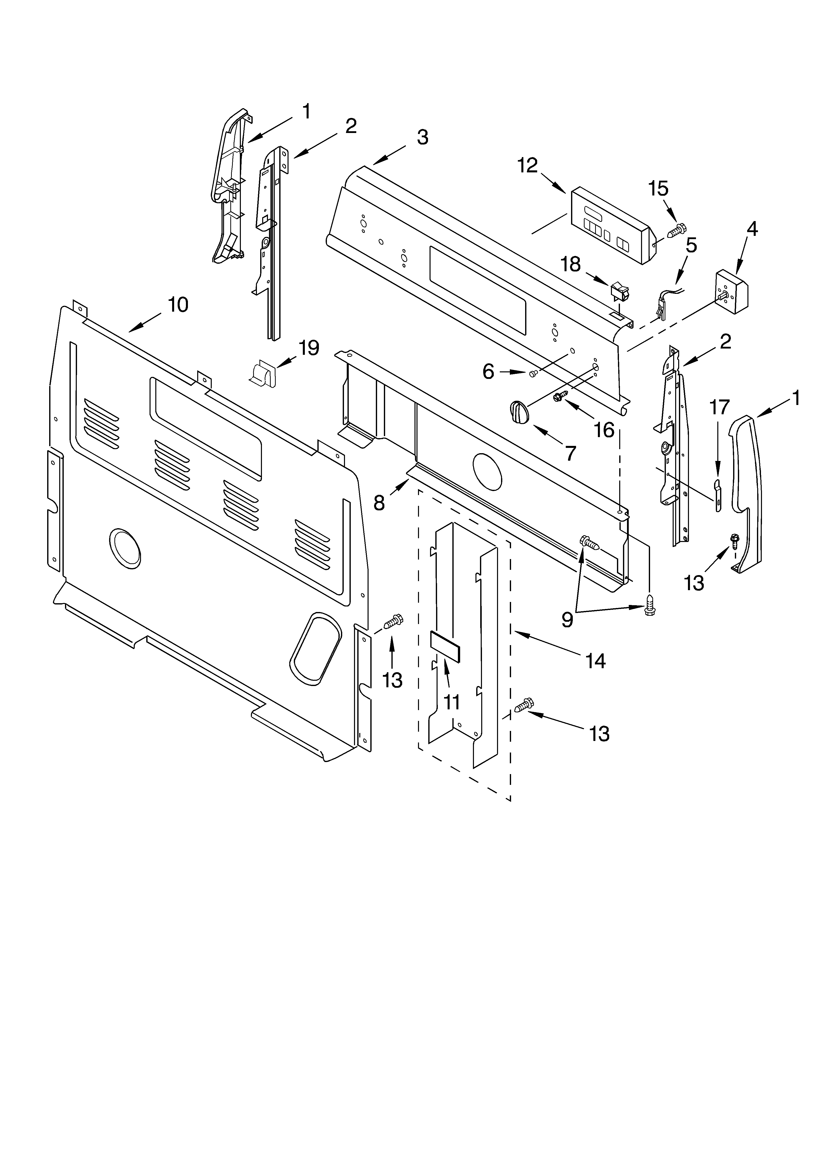 Whirlpool RF367LXMQ0 control panel parts diagram