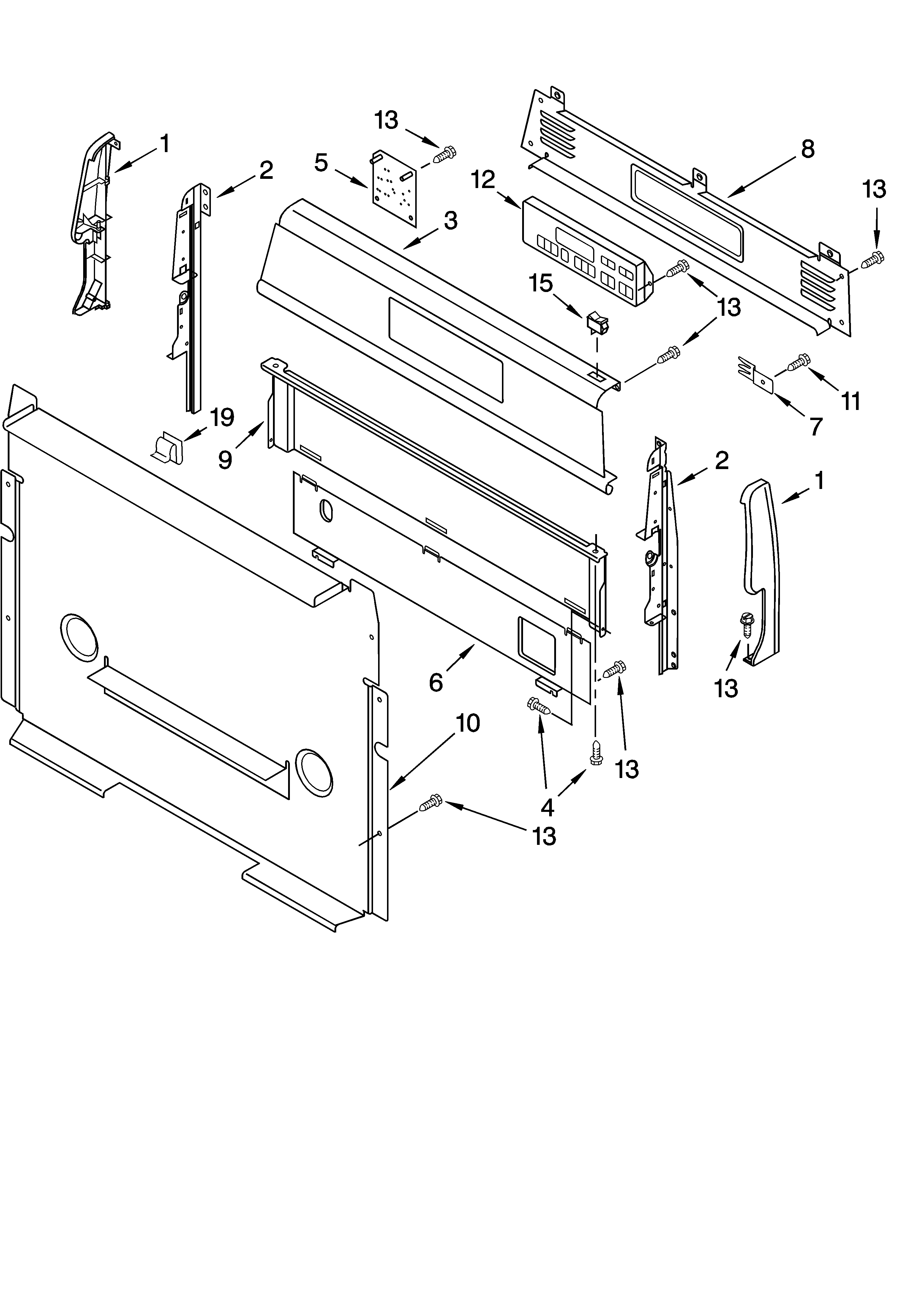 Whirlpool SF367LEMB0 control panel parts diagram