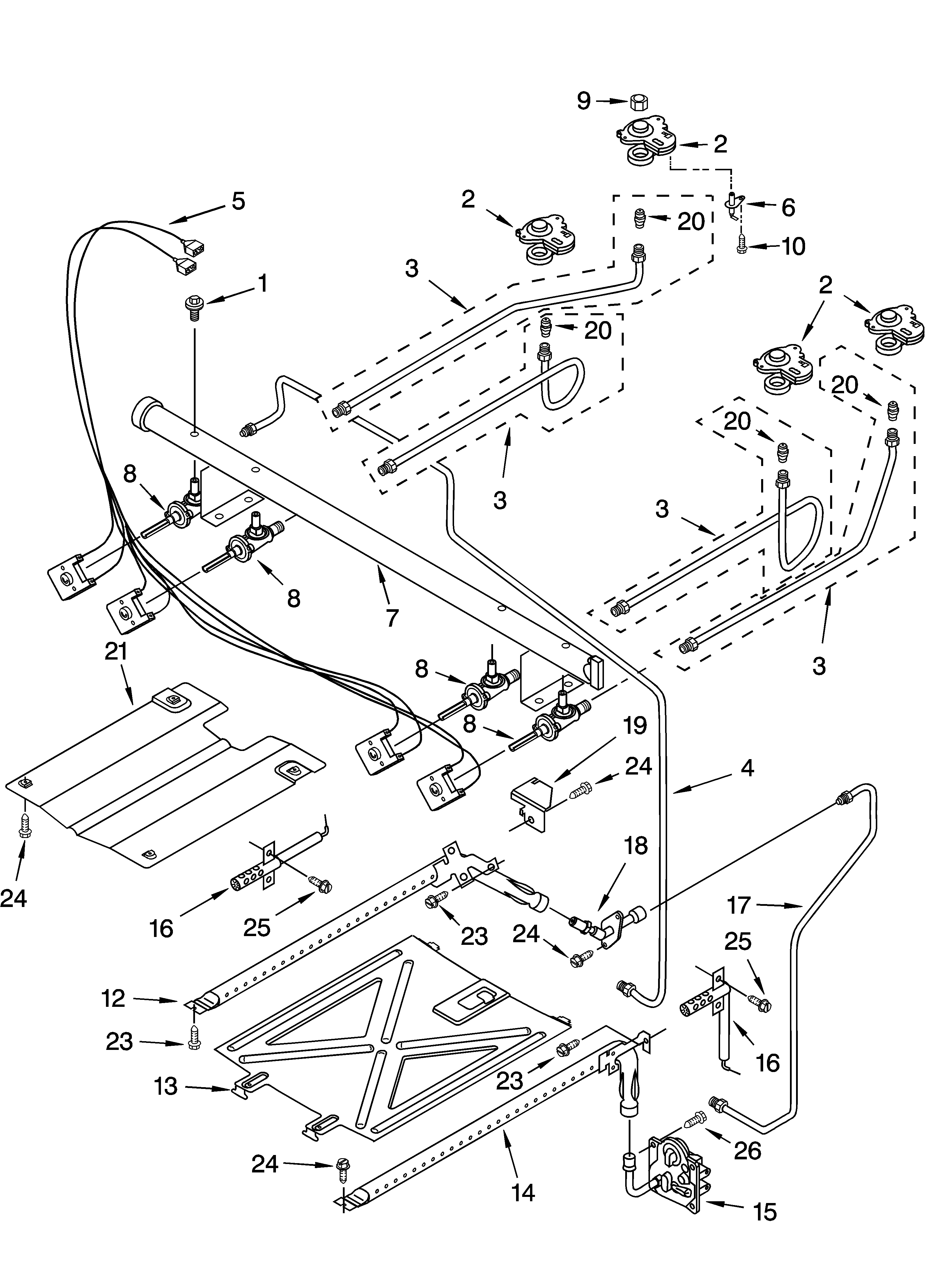 Whirlpool SF367LEMB0 manifold parts diagram
