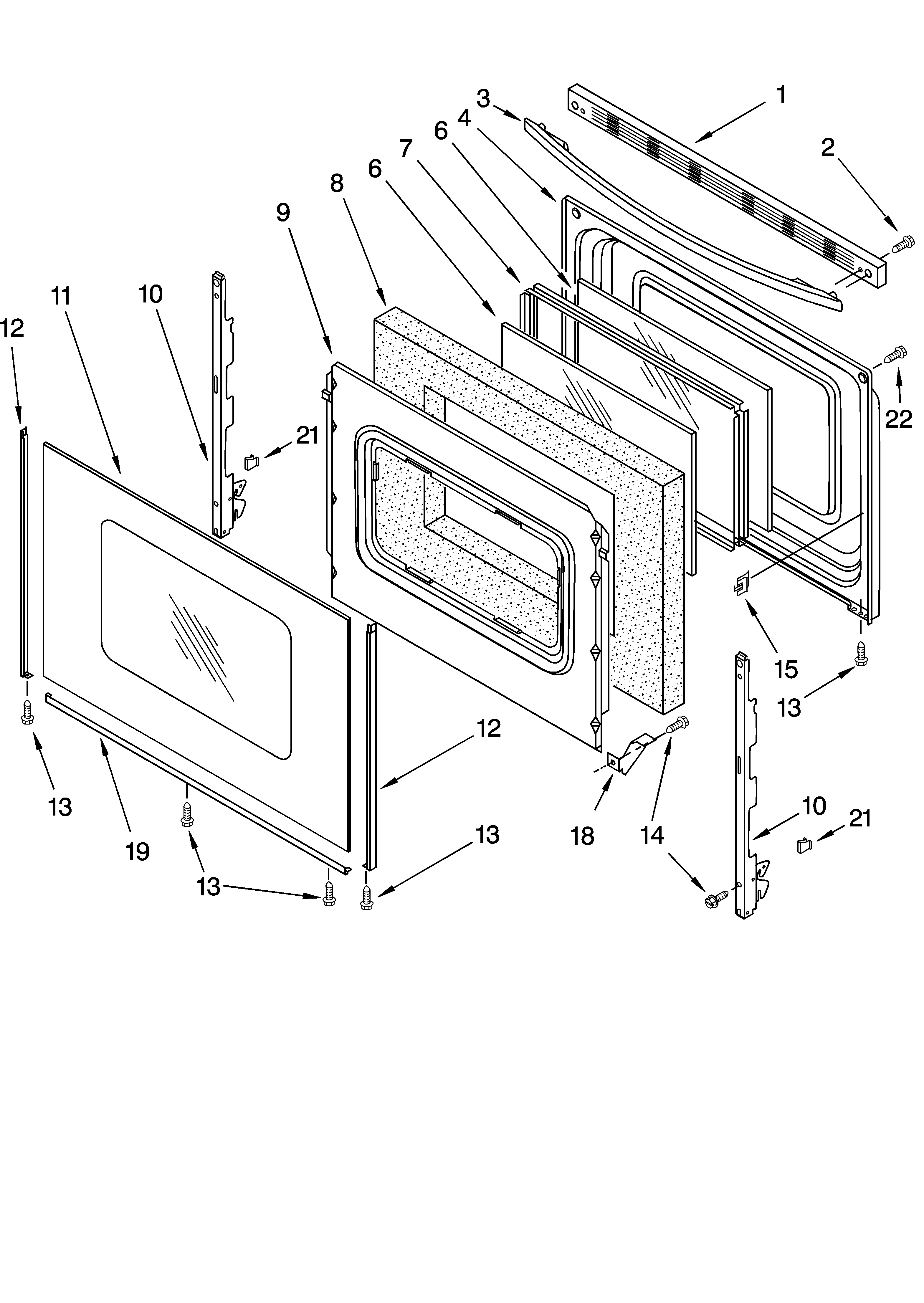 Whirlpool SF367LEMB0 door parts, miscellaneous parts diagram