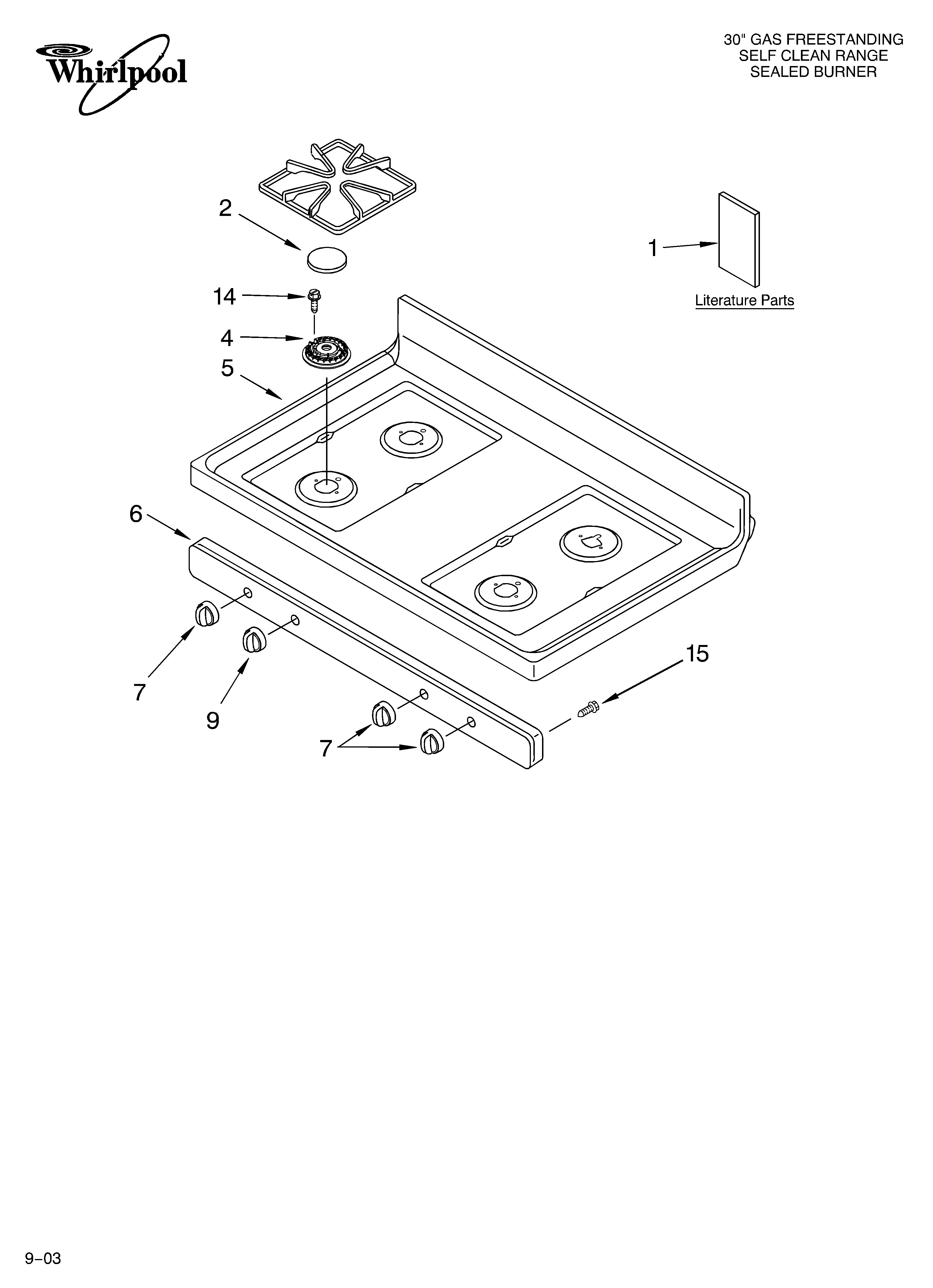 Whirlpool SF379LEMS0 cooktop parts diagram