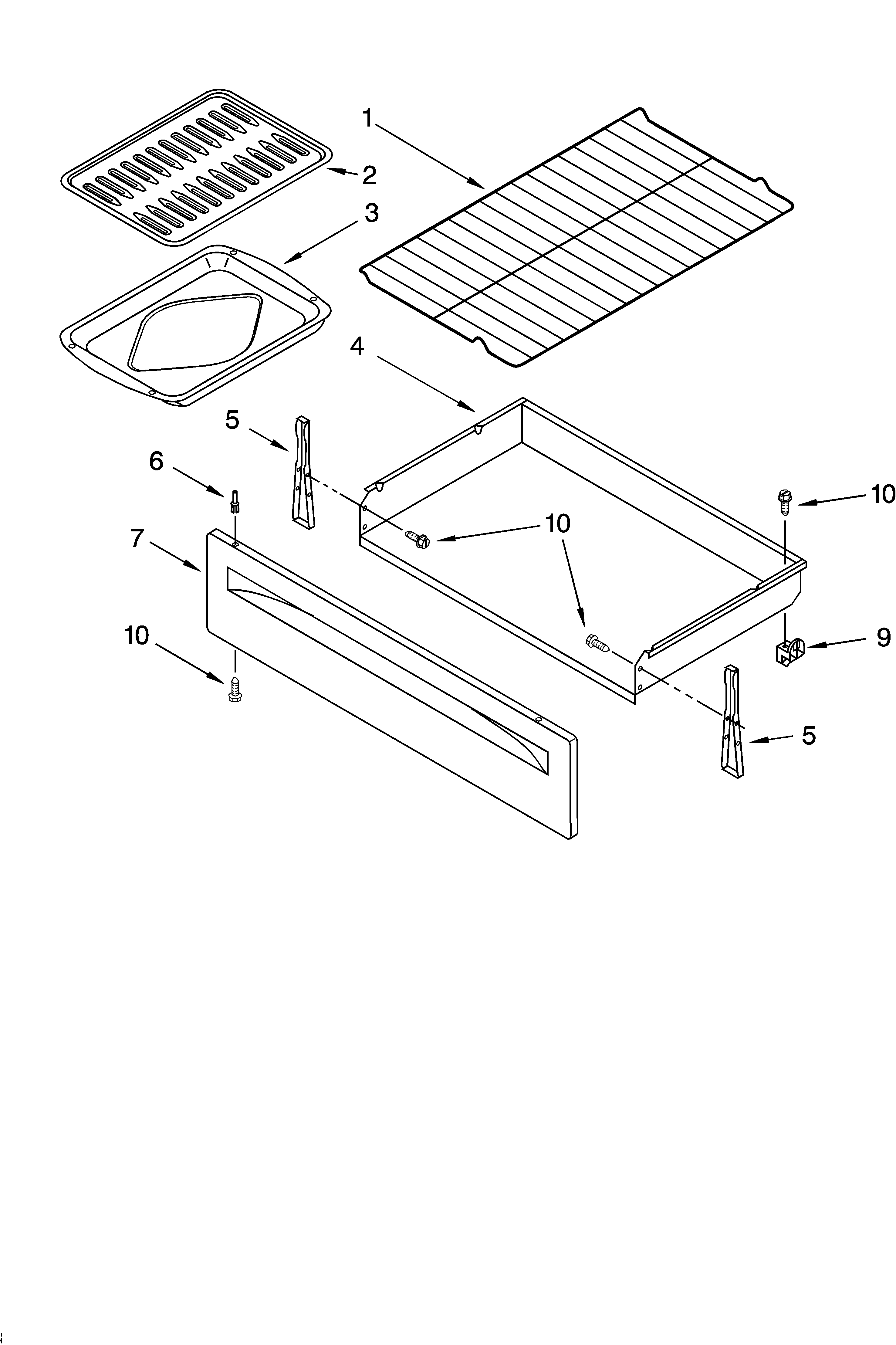 Estate TES355MQ0 drawer & broiler parts, miscellaneous parts diagram