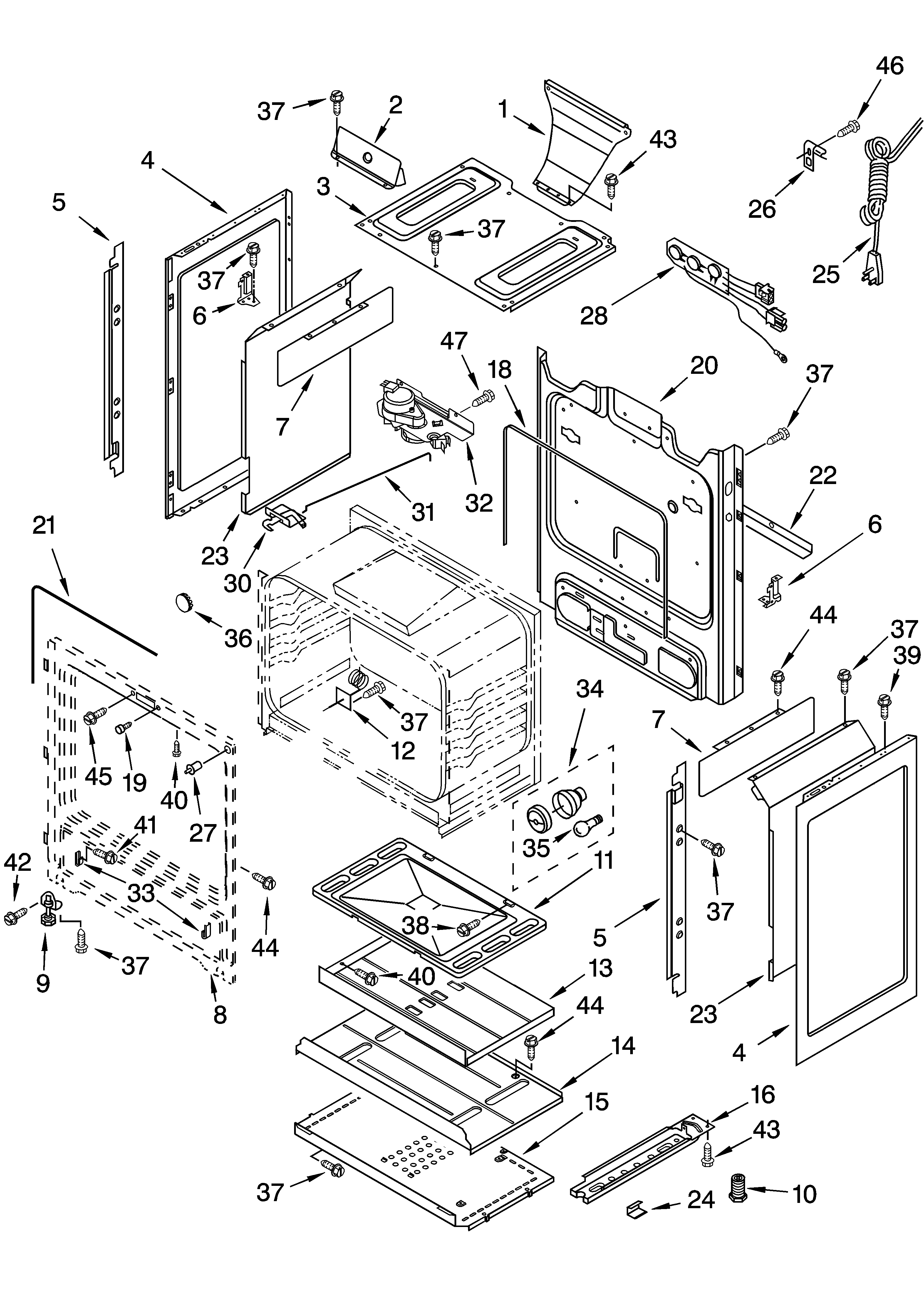 Estate TGS325MQ0 chassis parts diagram