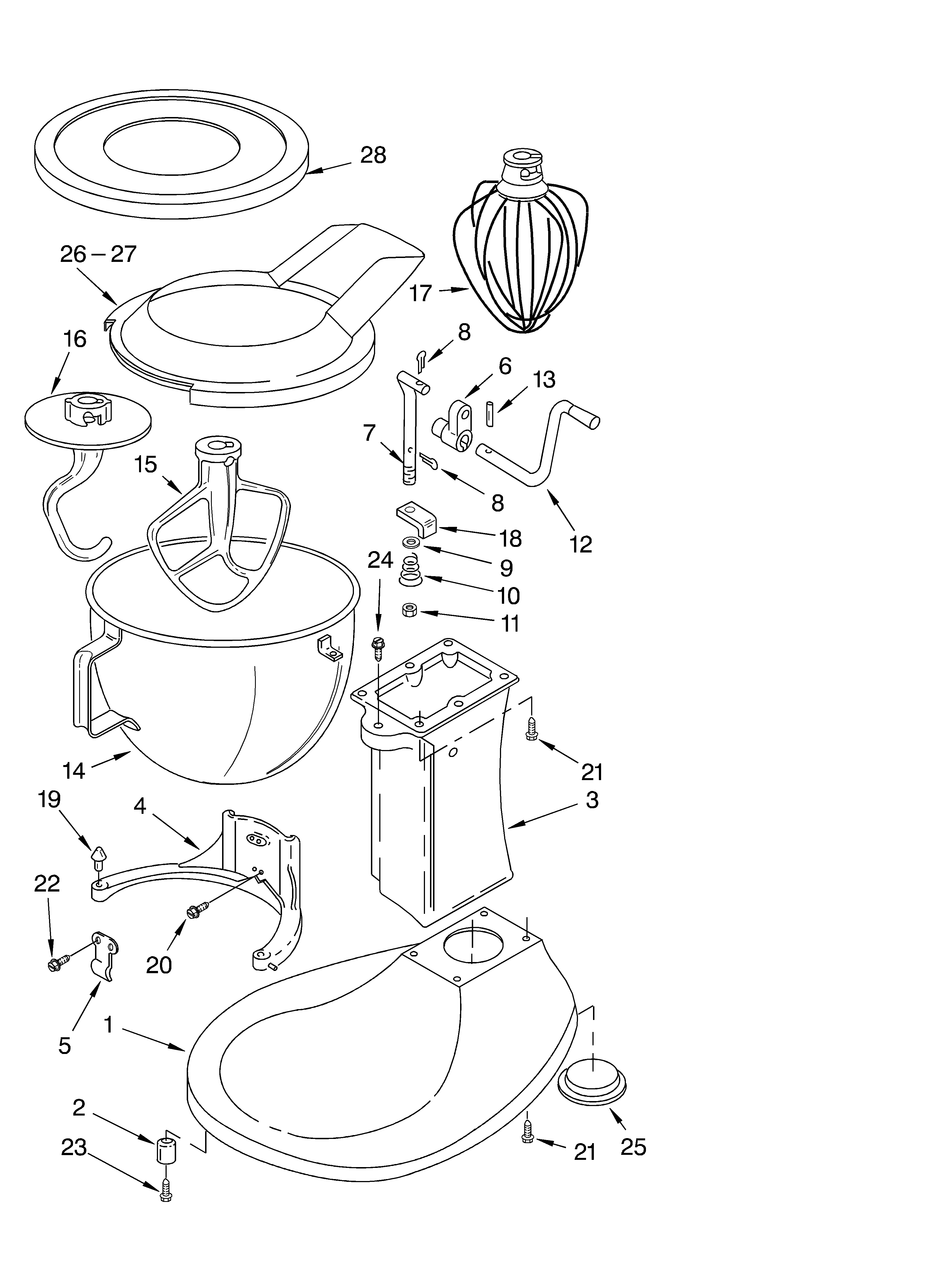 KitchenAid KP50 base and pedestal unit diagram