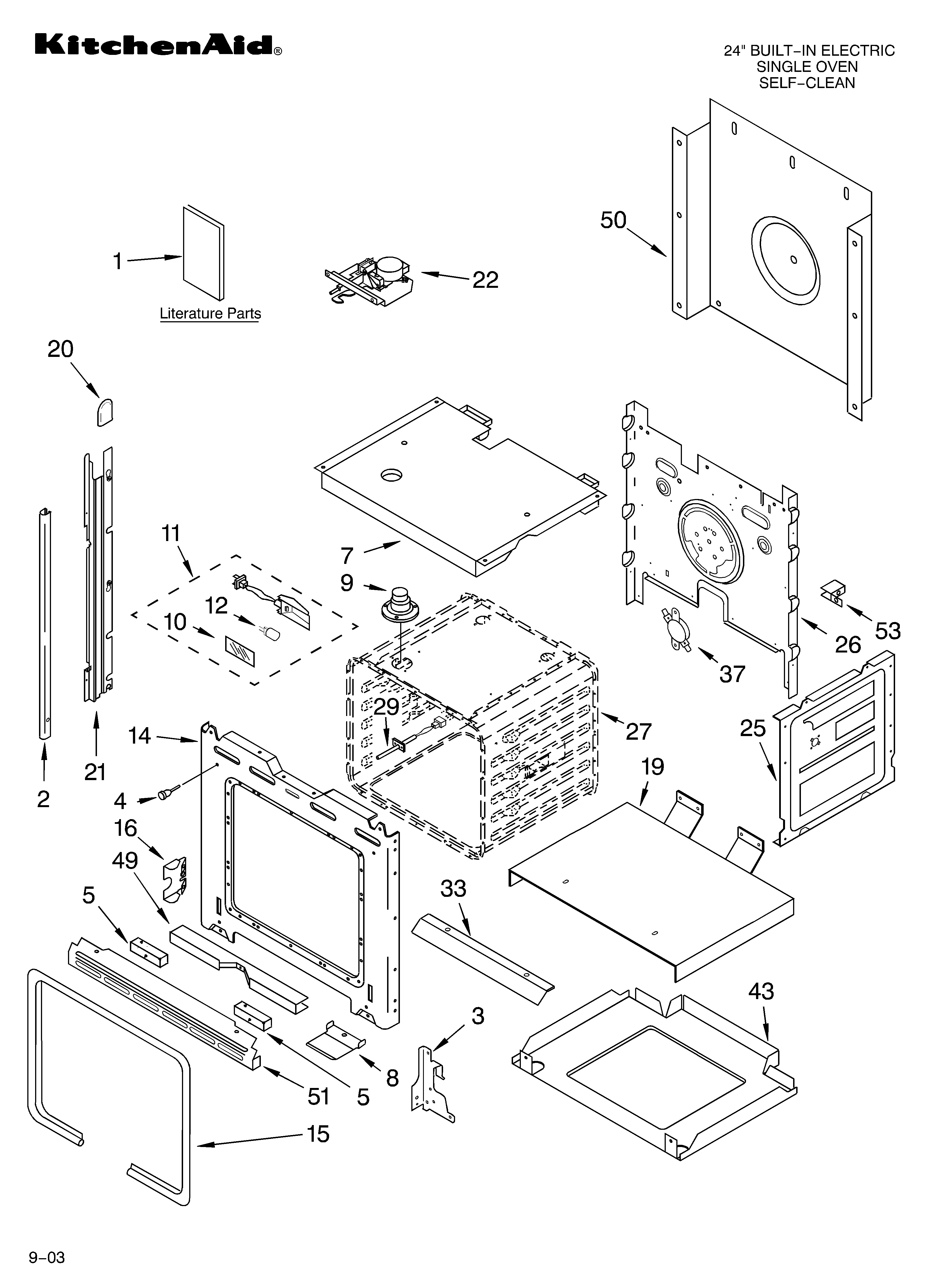 KitchenAid KEBC141KWH03 oven parts diagram
