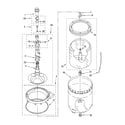Whirlpool LSN1000LW2 agitator, basket and tub parts diagram