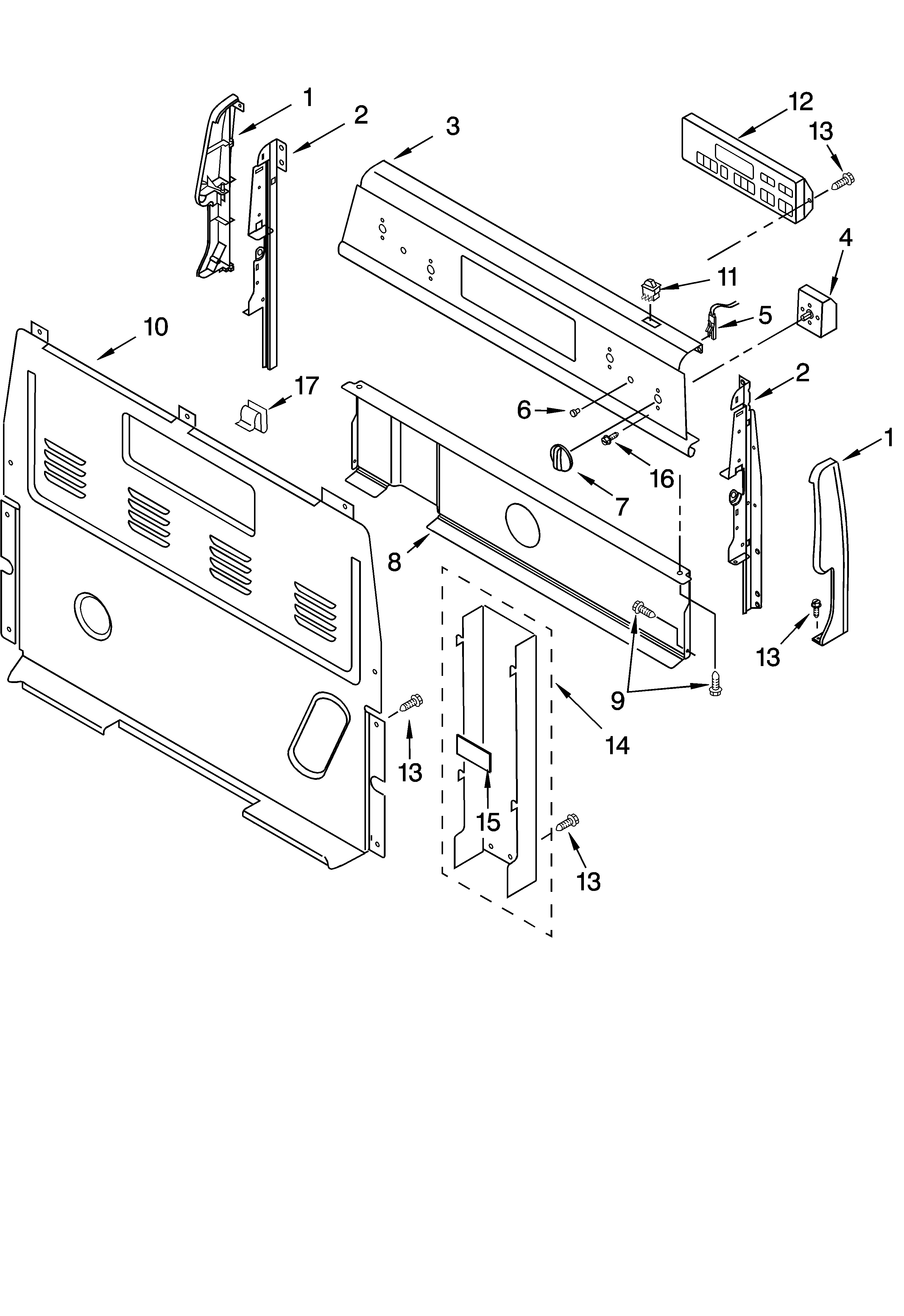 Whirlpool RF380LXMQ0 control panel parts diagram
