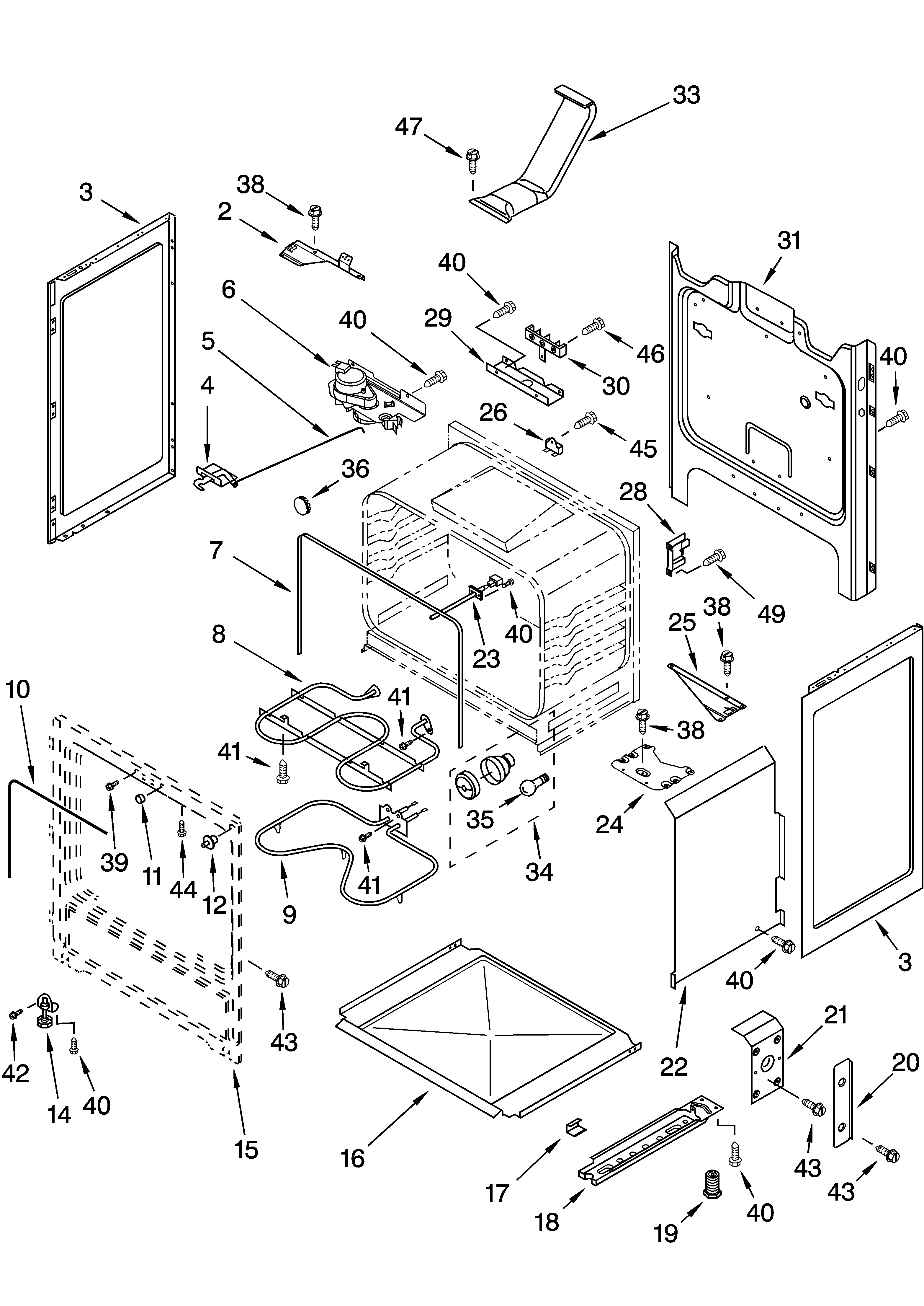 Whirlpool RF380LXMQ0 chassis parts diagram