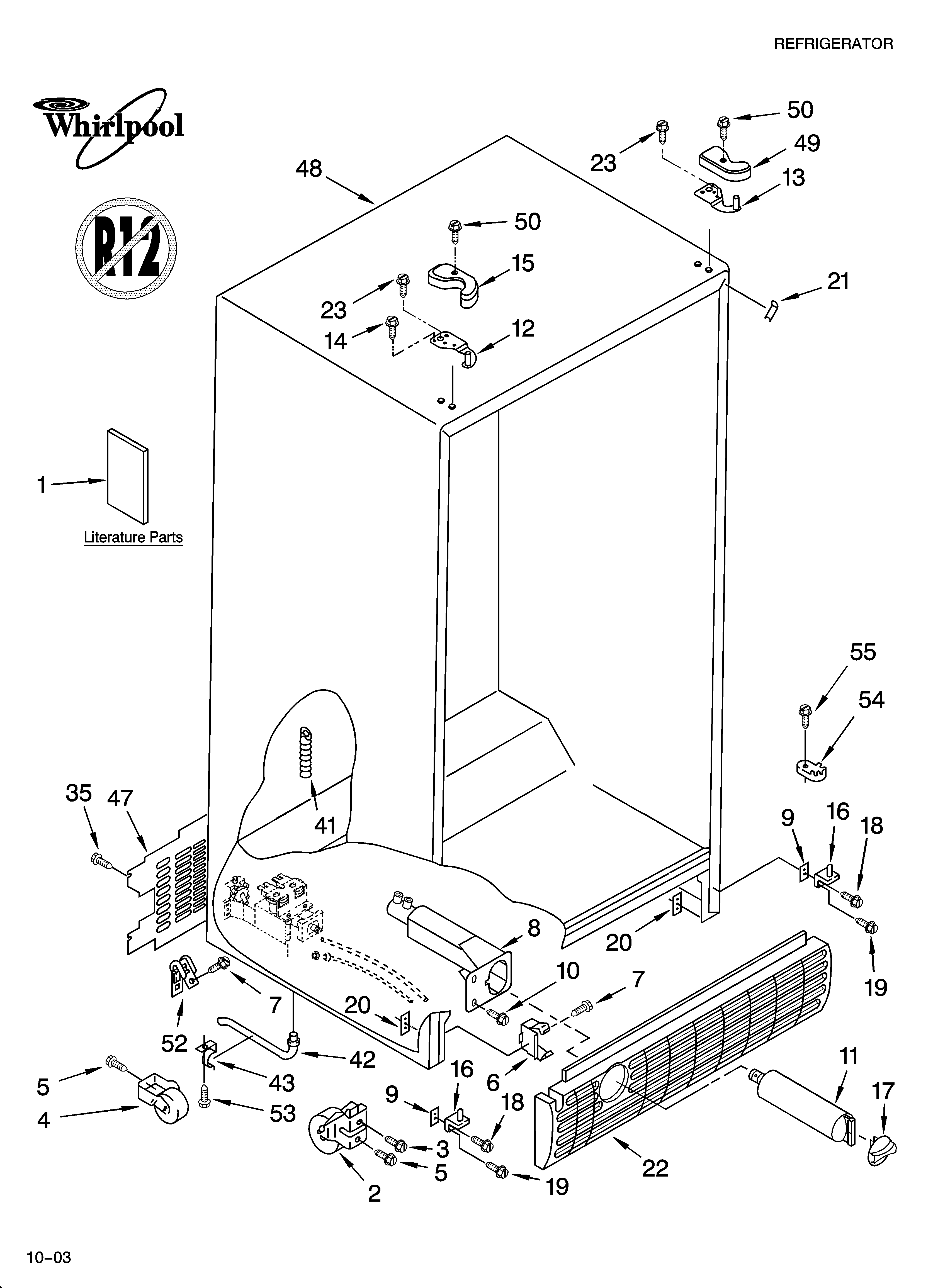 Whirlpool ED5PHEXMB10 cabinet parts diagram