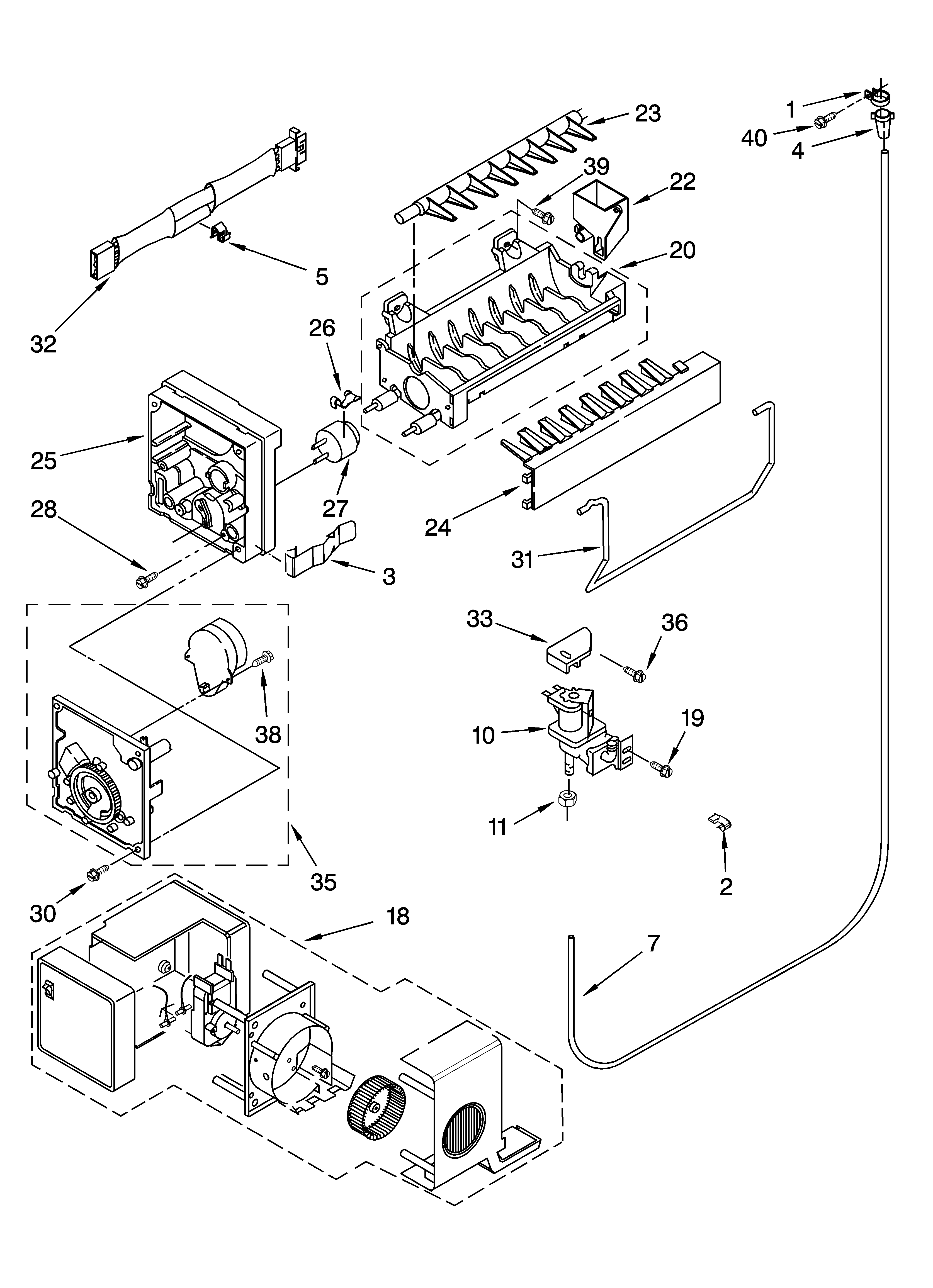 Whirlpool ET1FHMXMT00 icemaker parts diagram