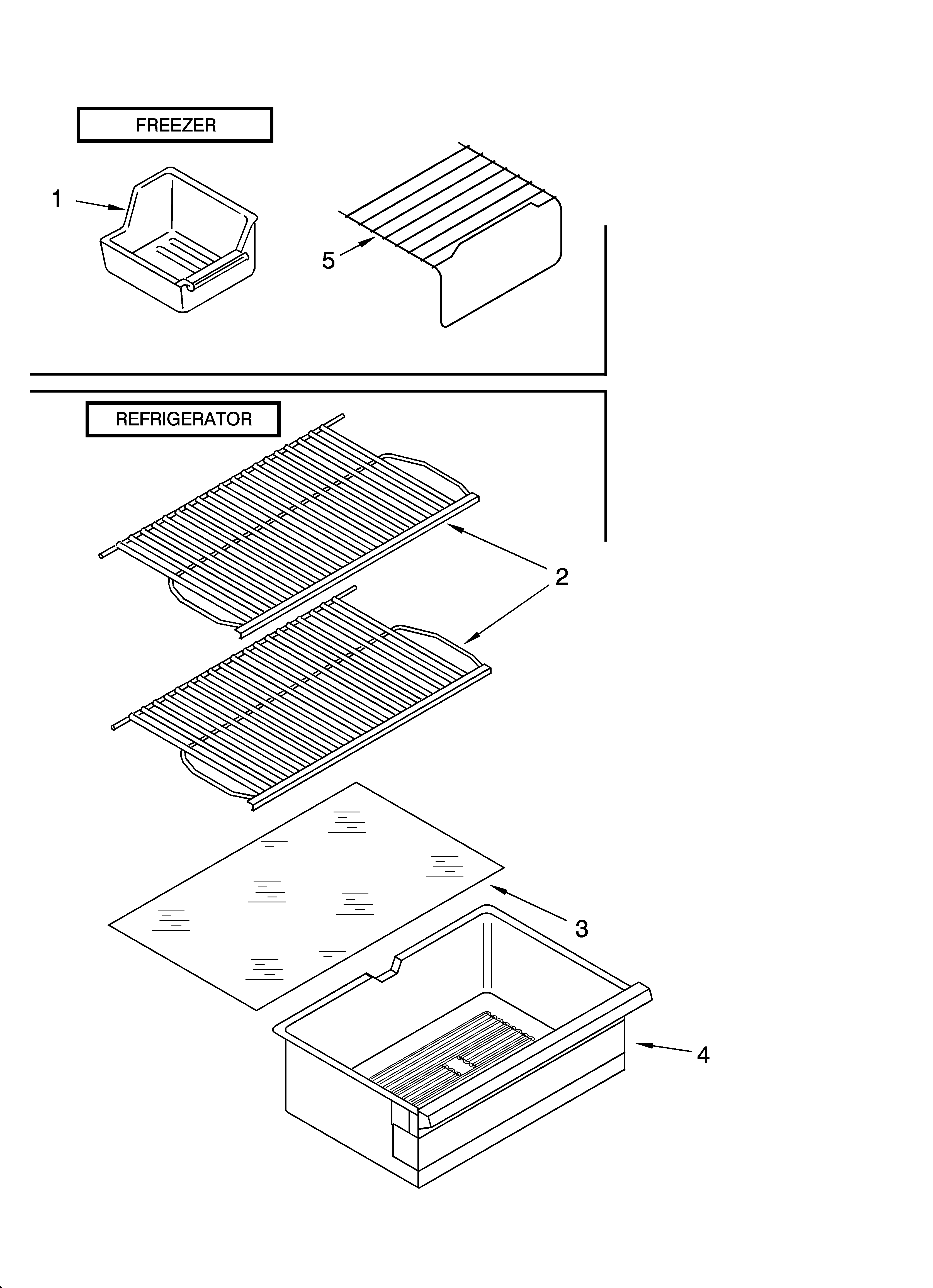 Whirlpool ET4WSMYKQ03 shelf parts, optional parts diagram