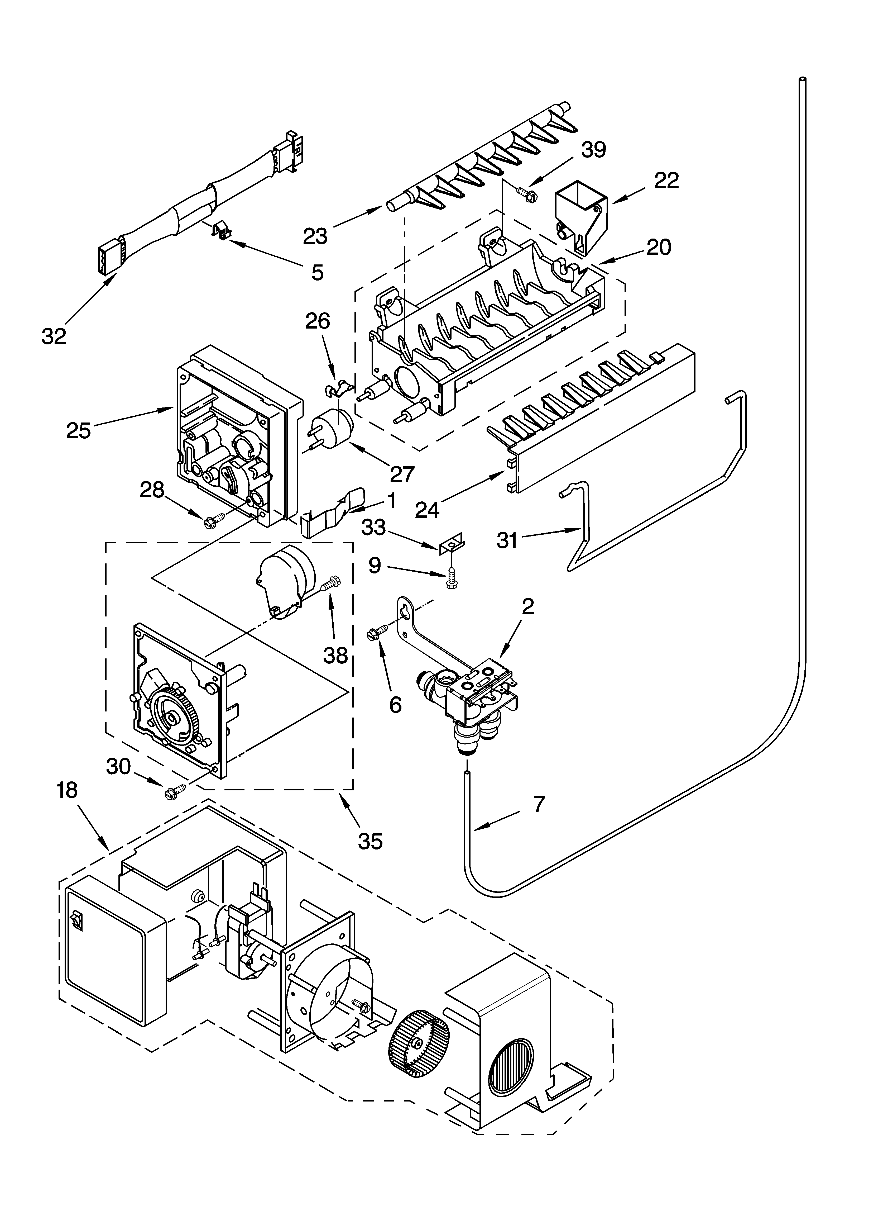 Whirlpool ET9AHTXMQ00 icemaker parts diagram