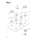 Whirlpool GLT3615LB02 cooktop, burner and grate parts diagram