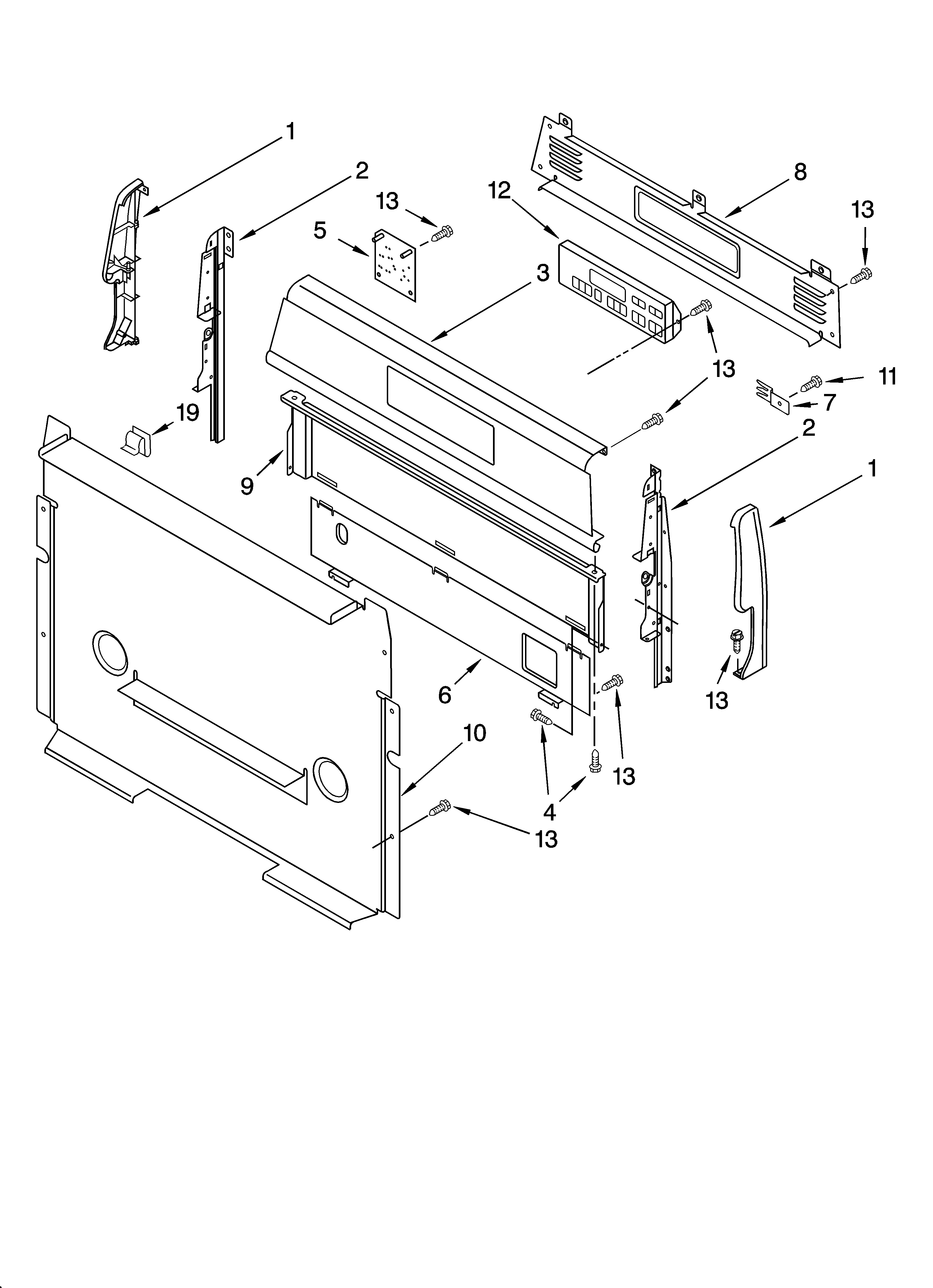 Whirlpool GS440LEMB1 control panel parts diagram