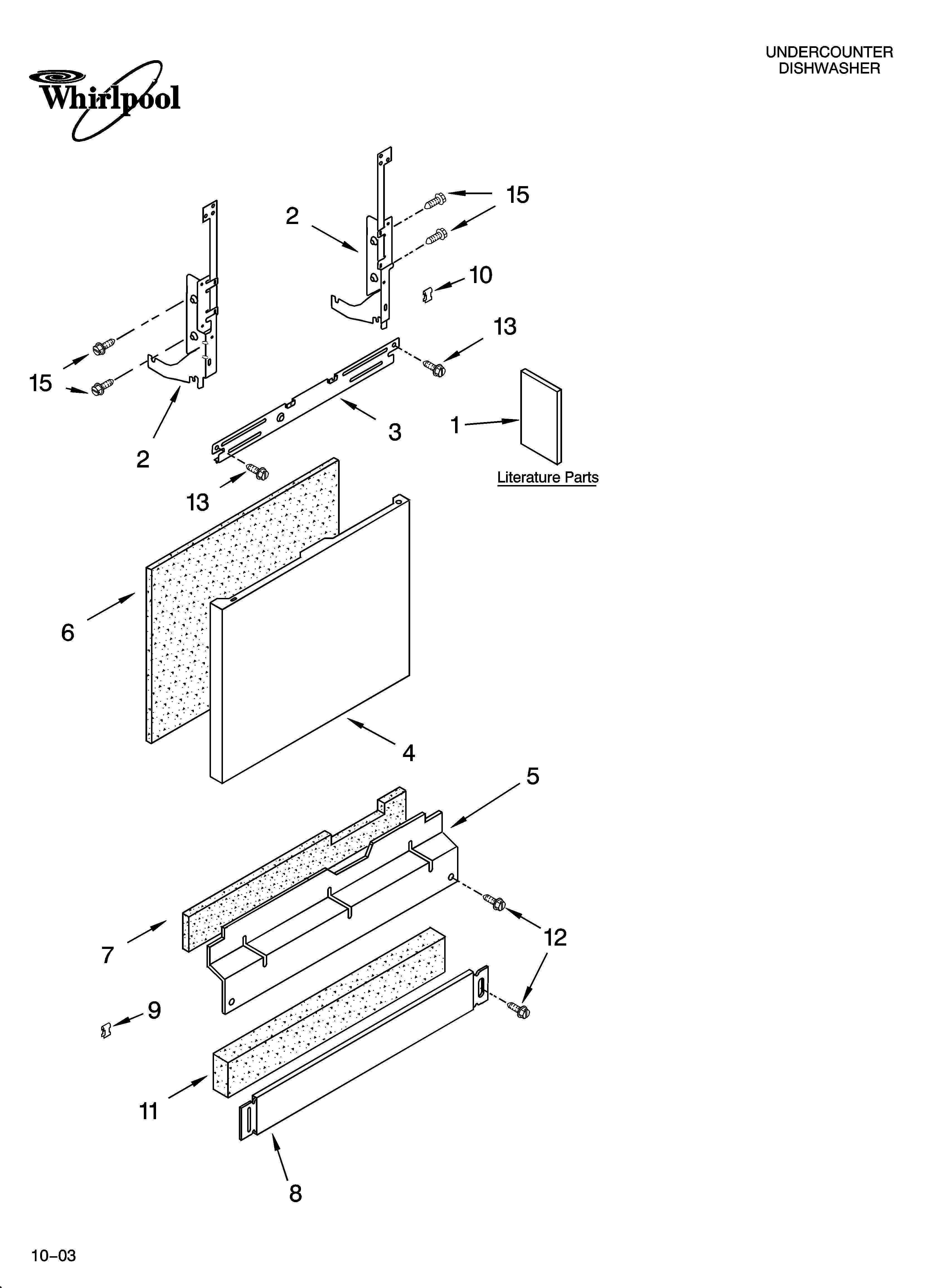 Whirlpool GU1500XTLB3 door and panel parts diagram