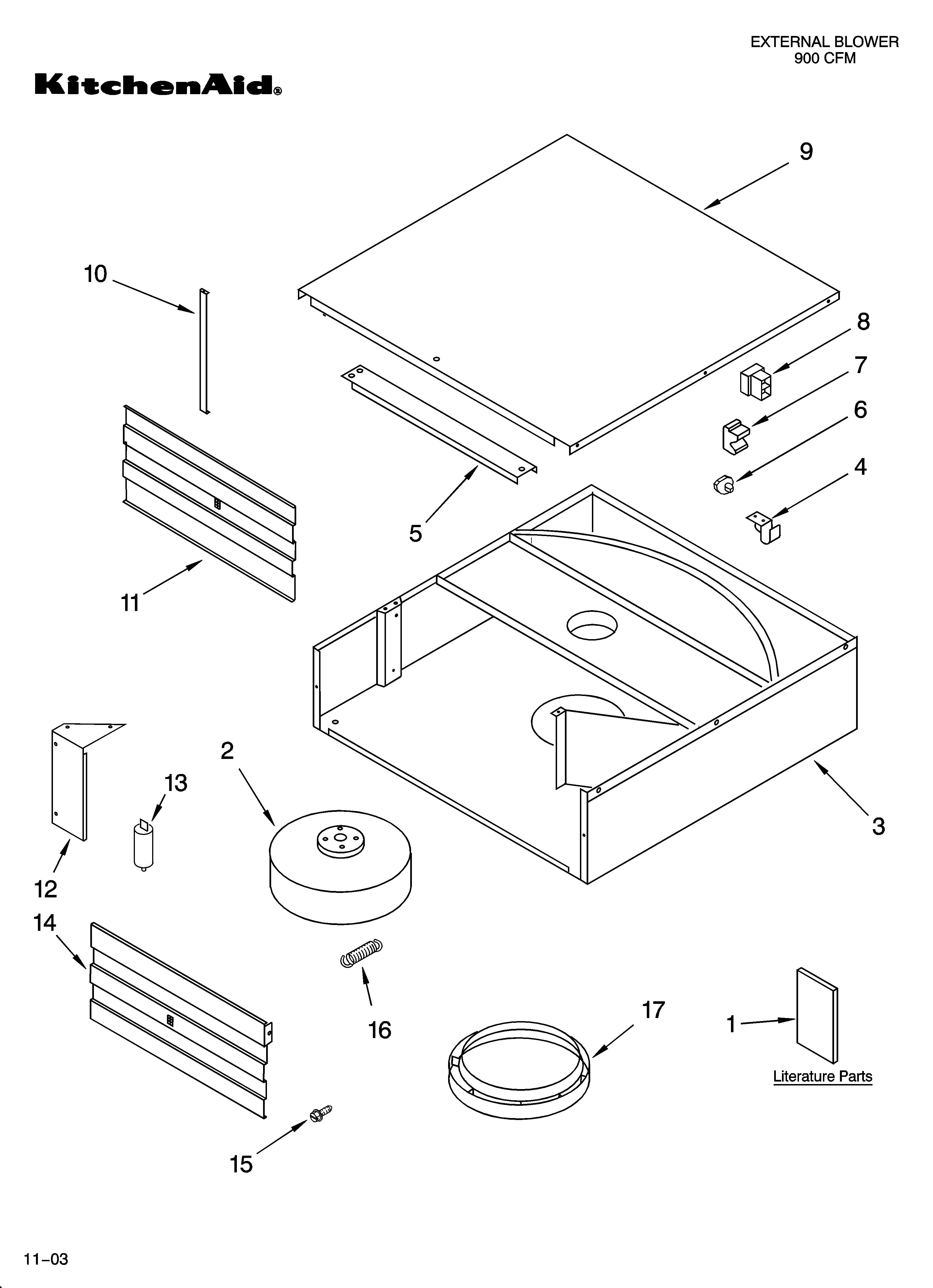 KitchenAid KPEC992MSS exterior ventilation parts diagram
