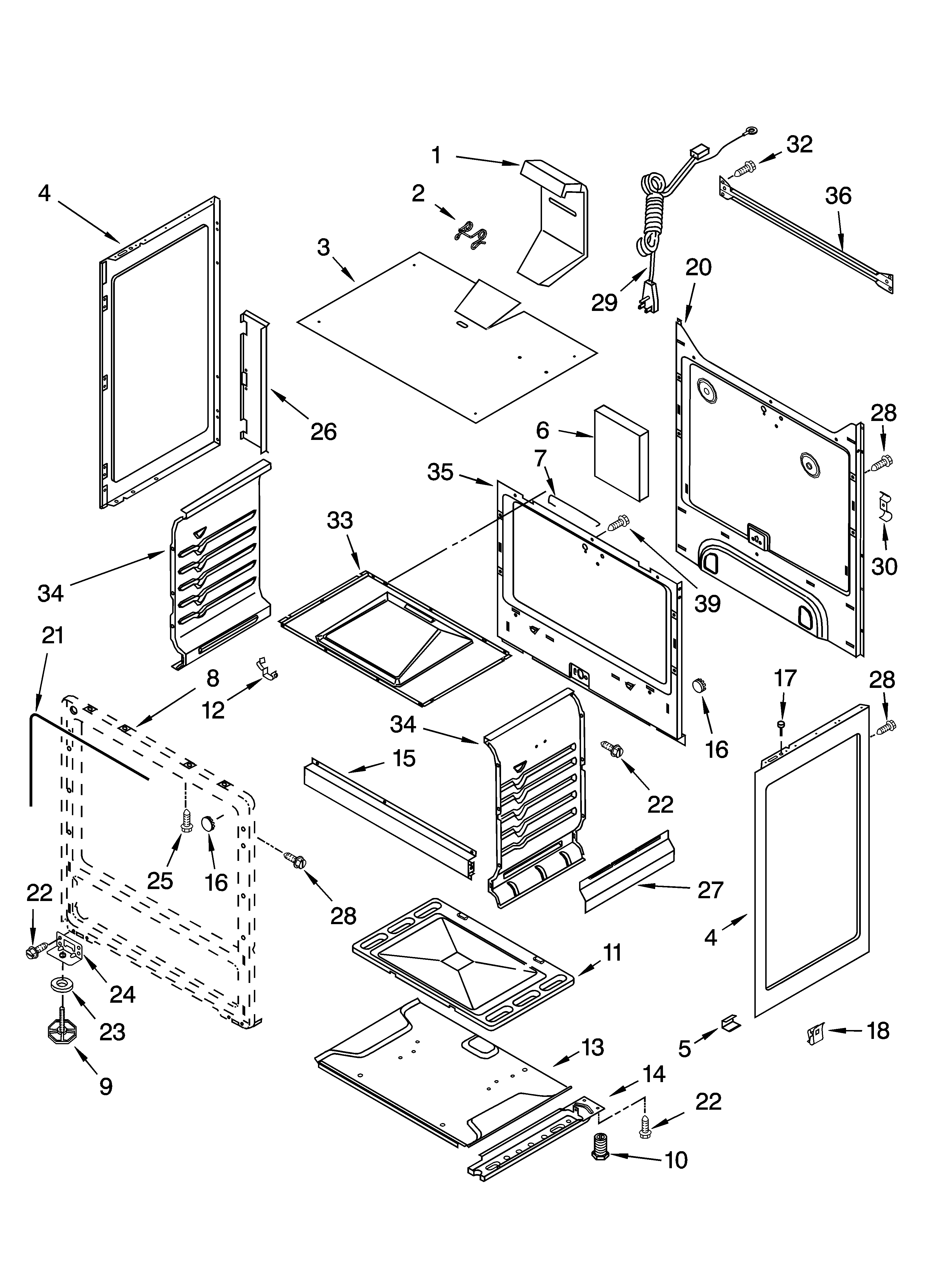 Whirlpool SF3020EKQ2 chassis parts diagram