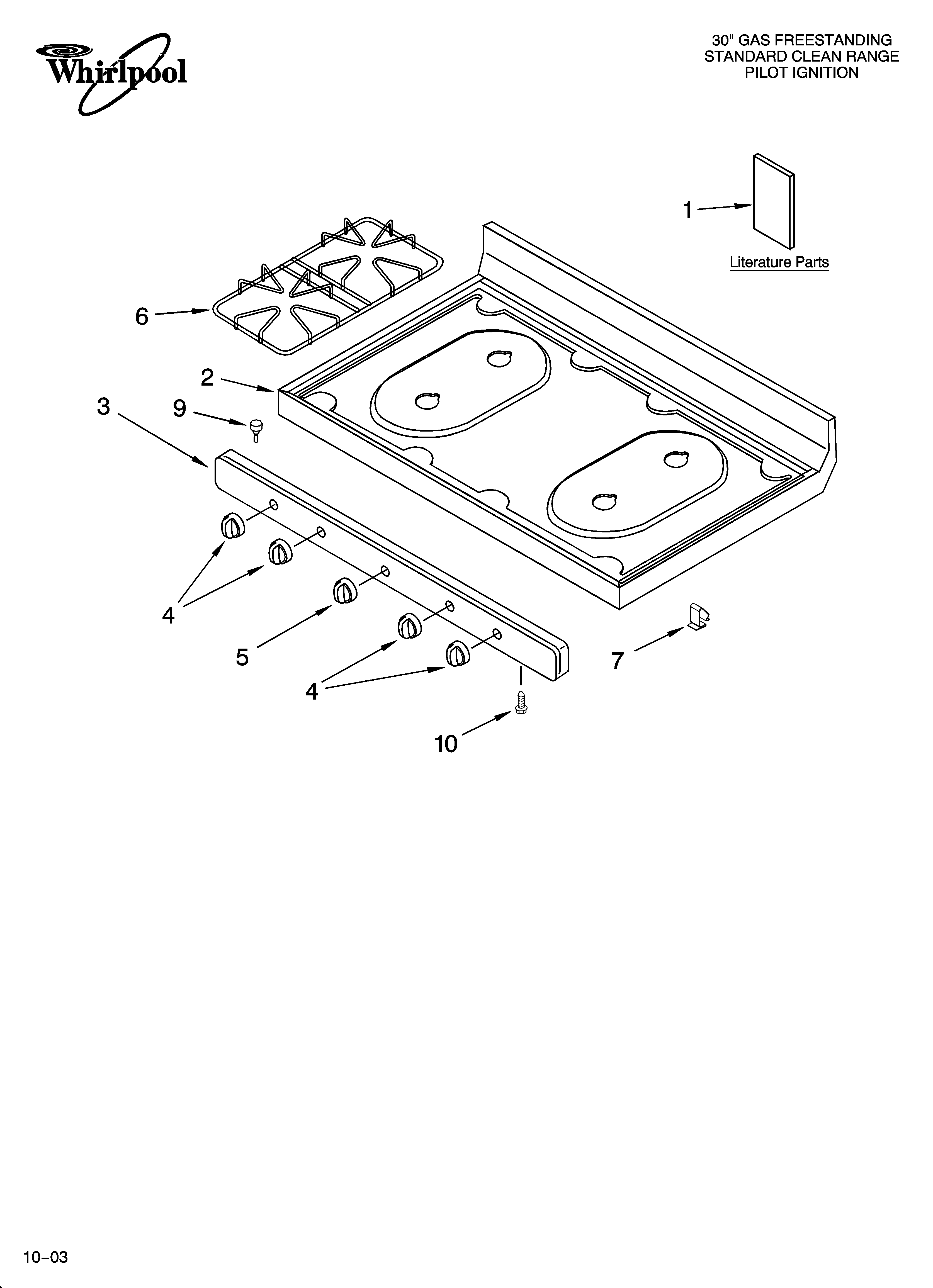 Whirlpool SF3020SKW2 cooktop parts diagram