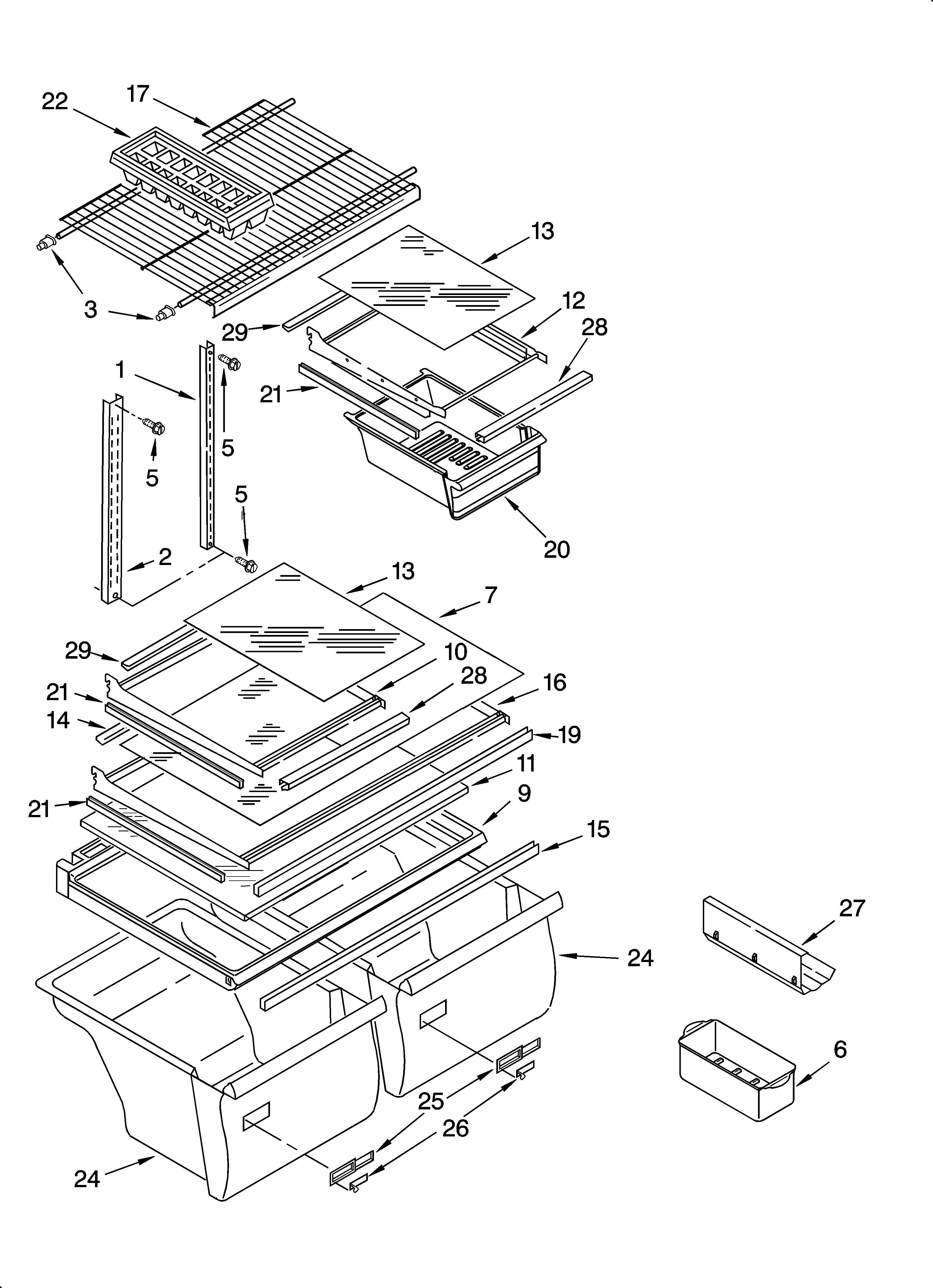 Kirkland 7ST21HPXLQ01 shelf parts, optional parts diagram